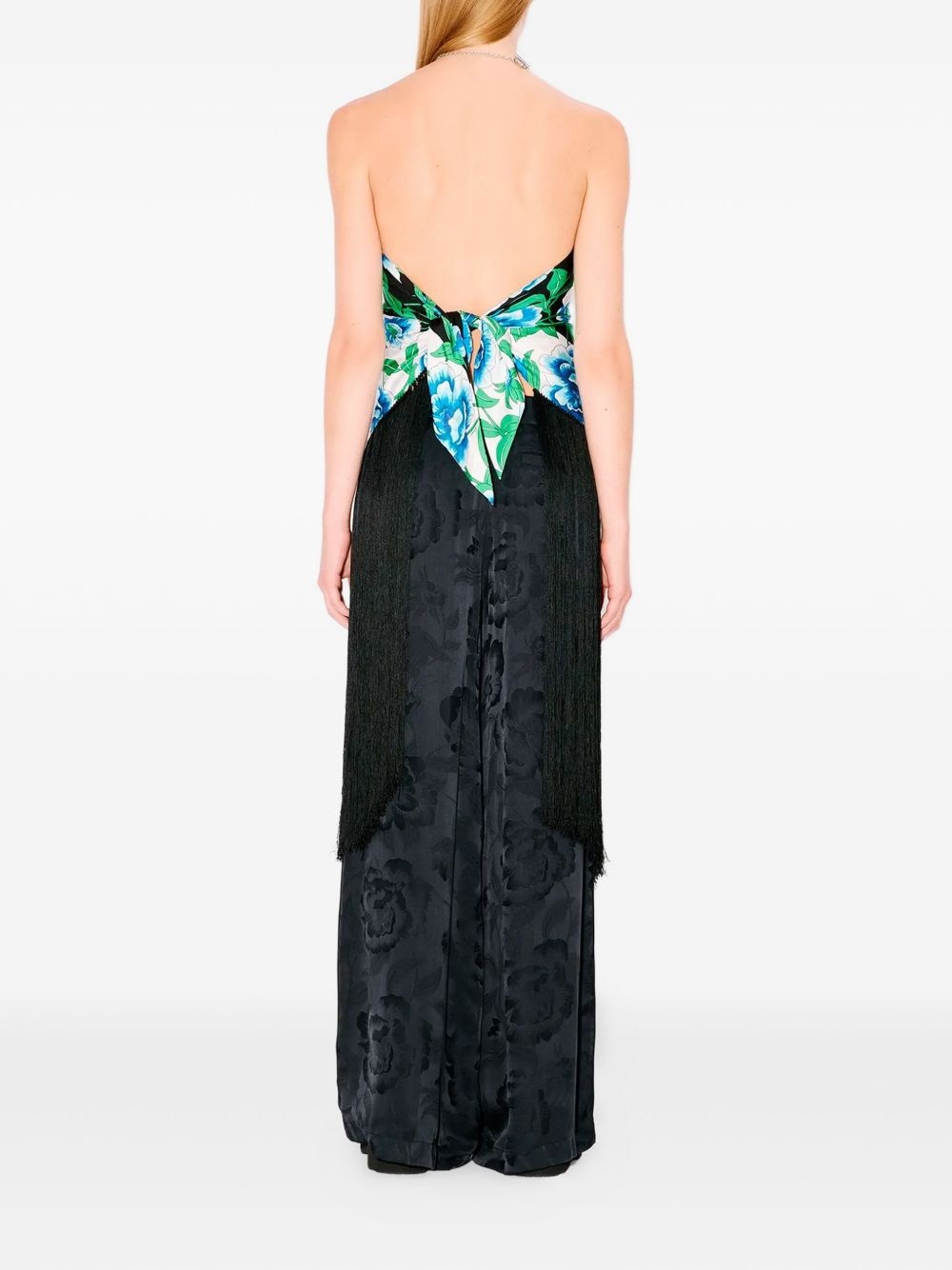 floral-print fringed top - 3
