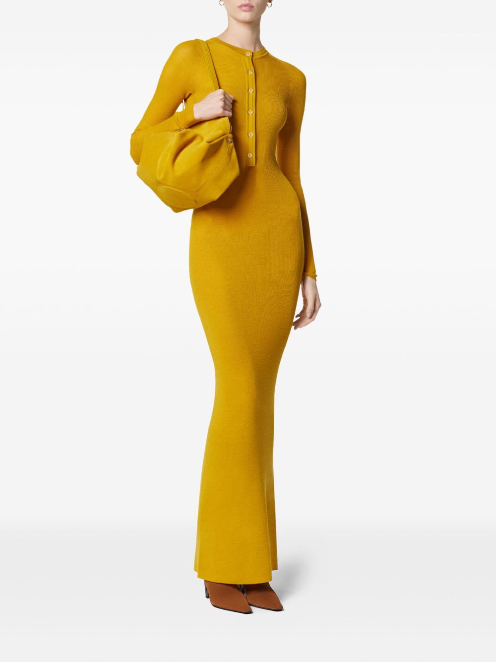 long-sleeve ribbed-knit dress - 3