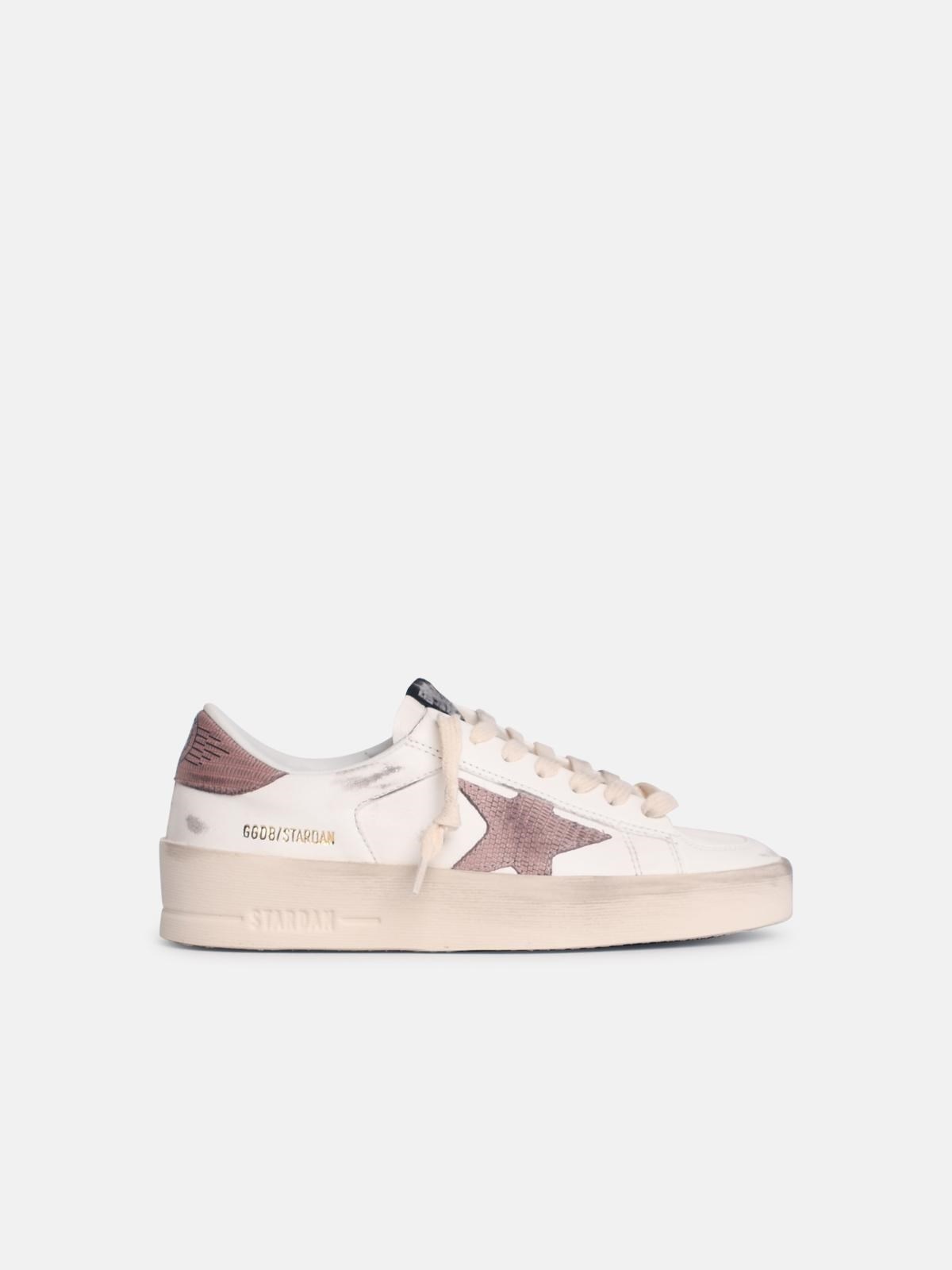 'STARDAN' CREAM LEATHER SNEAKERS - 1