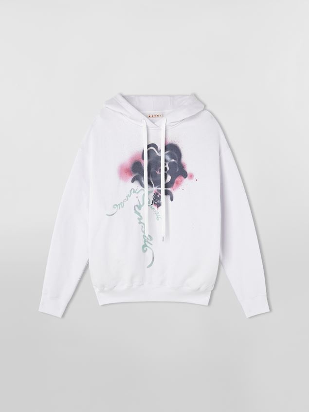 FLOWER PRINT COTTON HOODIE - 1
