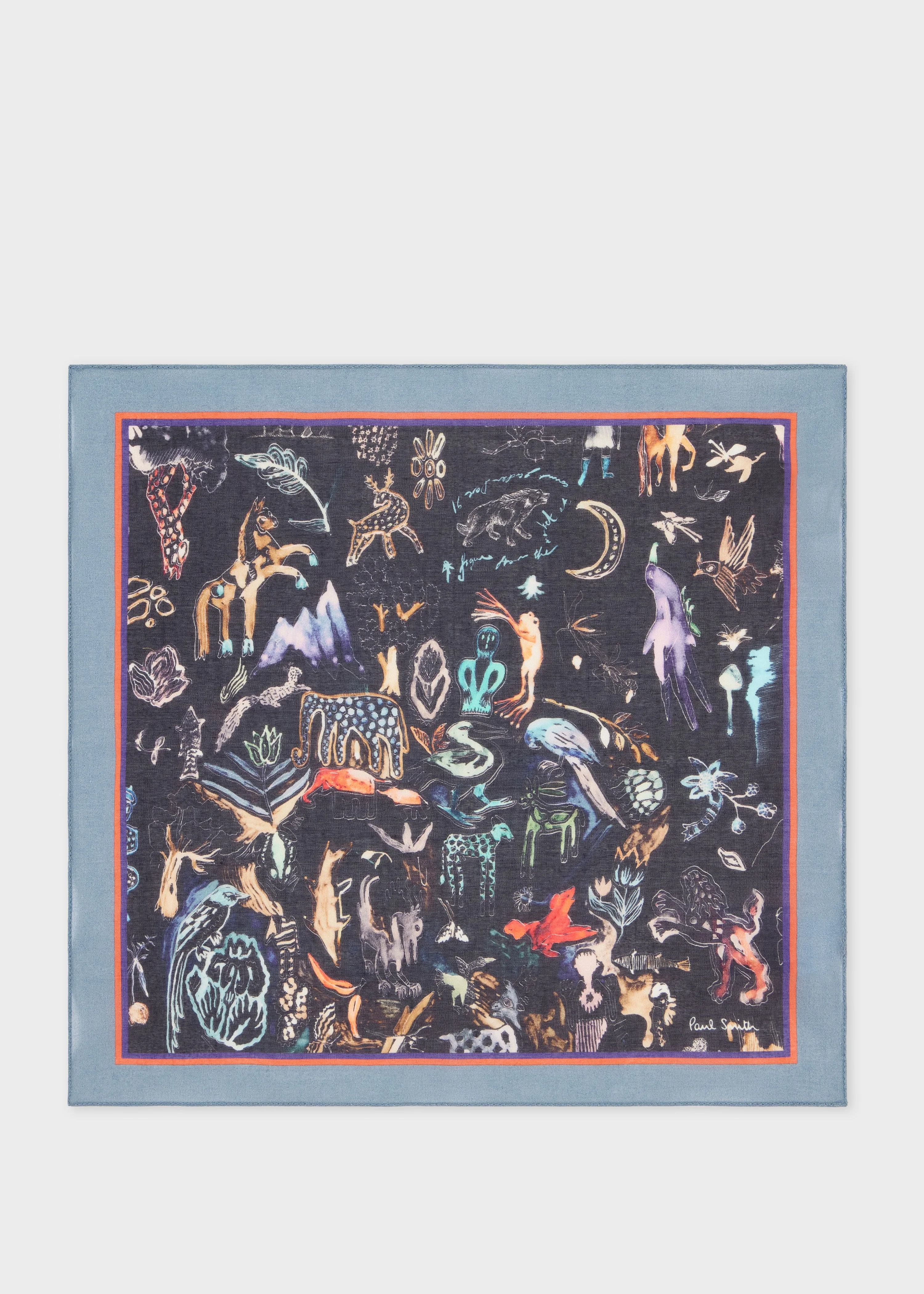 Navy 'Little Beasts' Print Pocket Square - 1