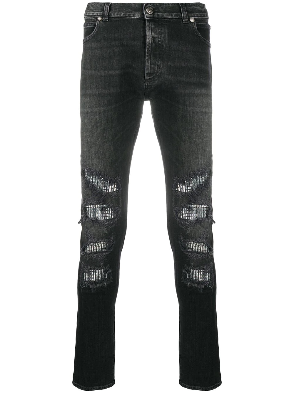 embellished slim-fit jeans - 1