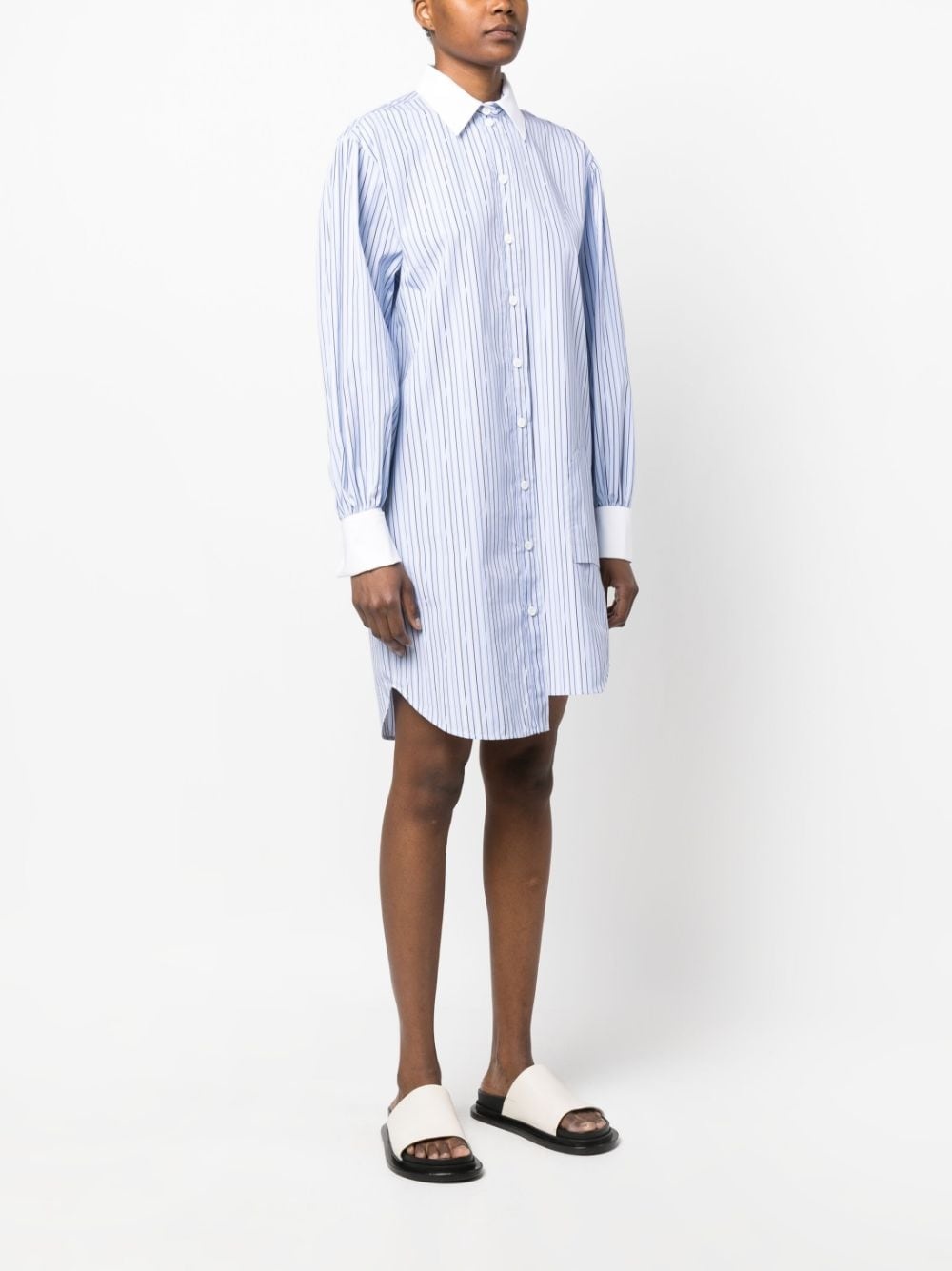 striped asymmetric shirt dress - 3