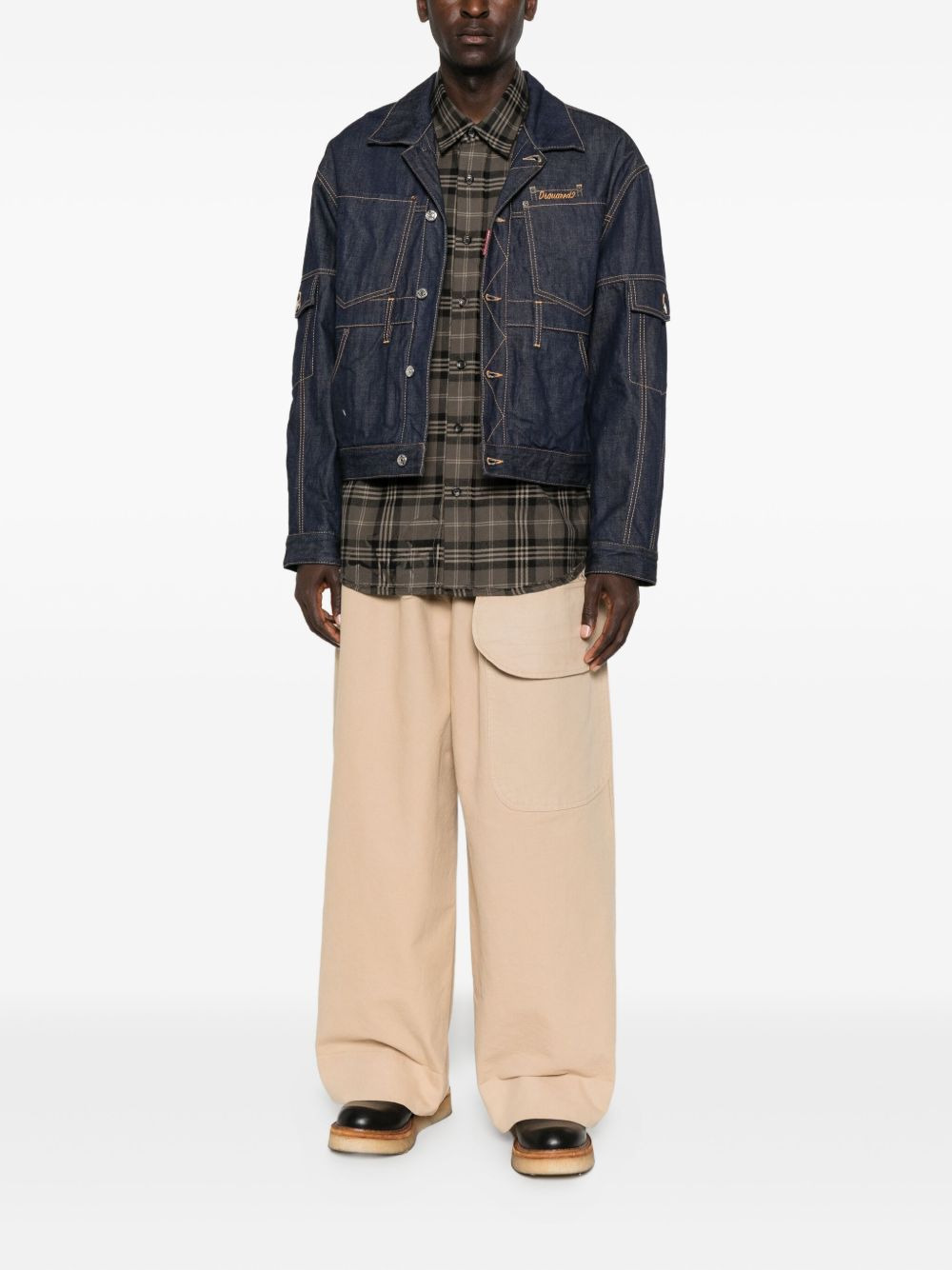 multi-pocket panelled denim jacket - 2