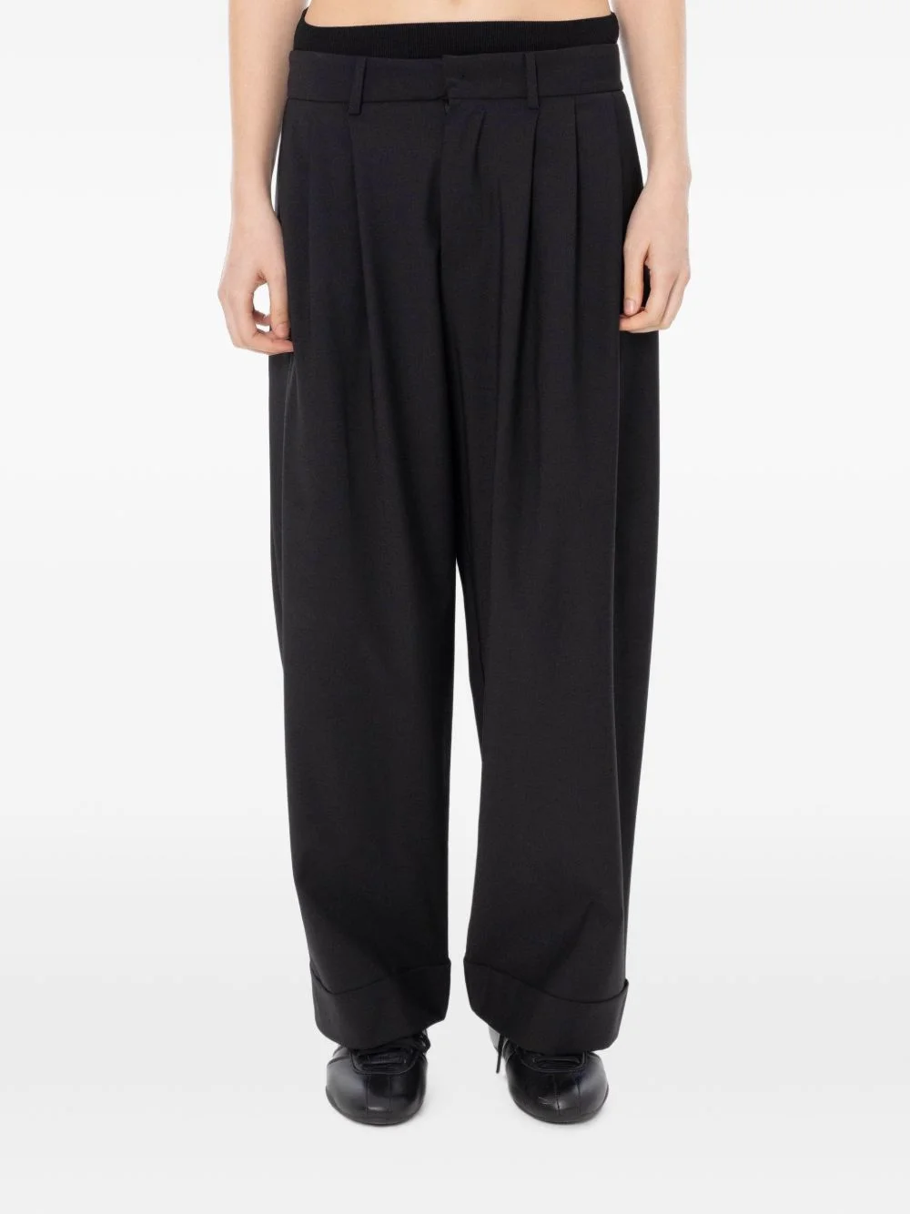 pleated turn-up trousers - 1