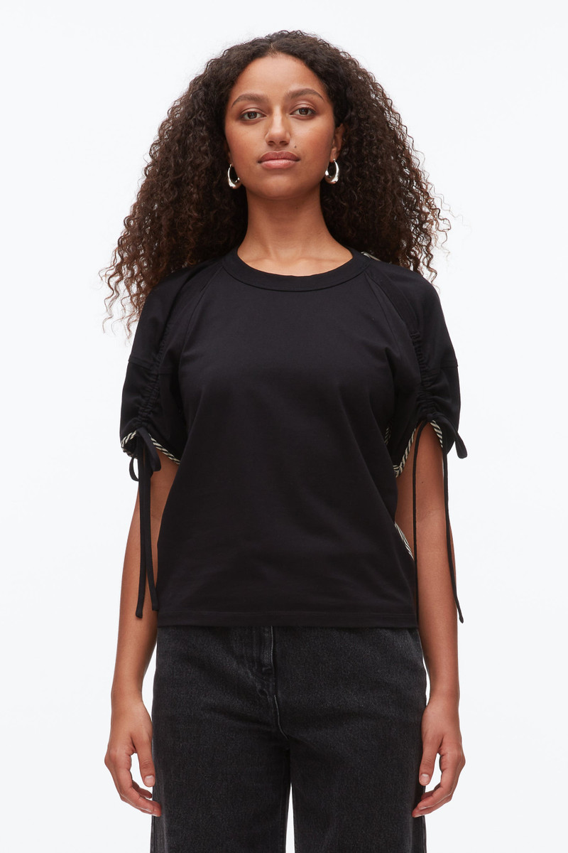 Ruched T-Shirt with Poplin Back 3