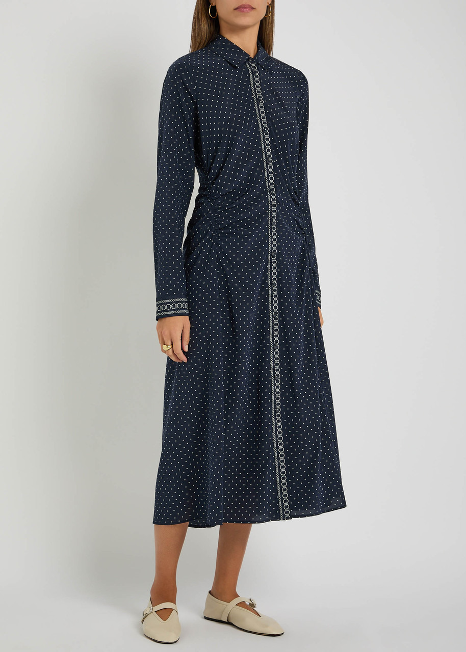 Veronica Beard Lex Polka dot Stretch-silk Midi Shirt Dress - 2