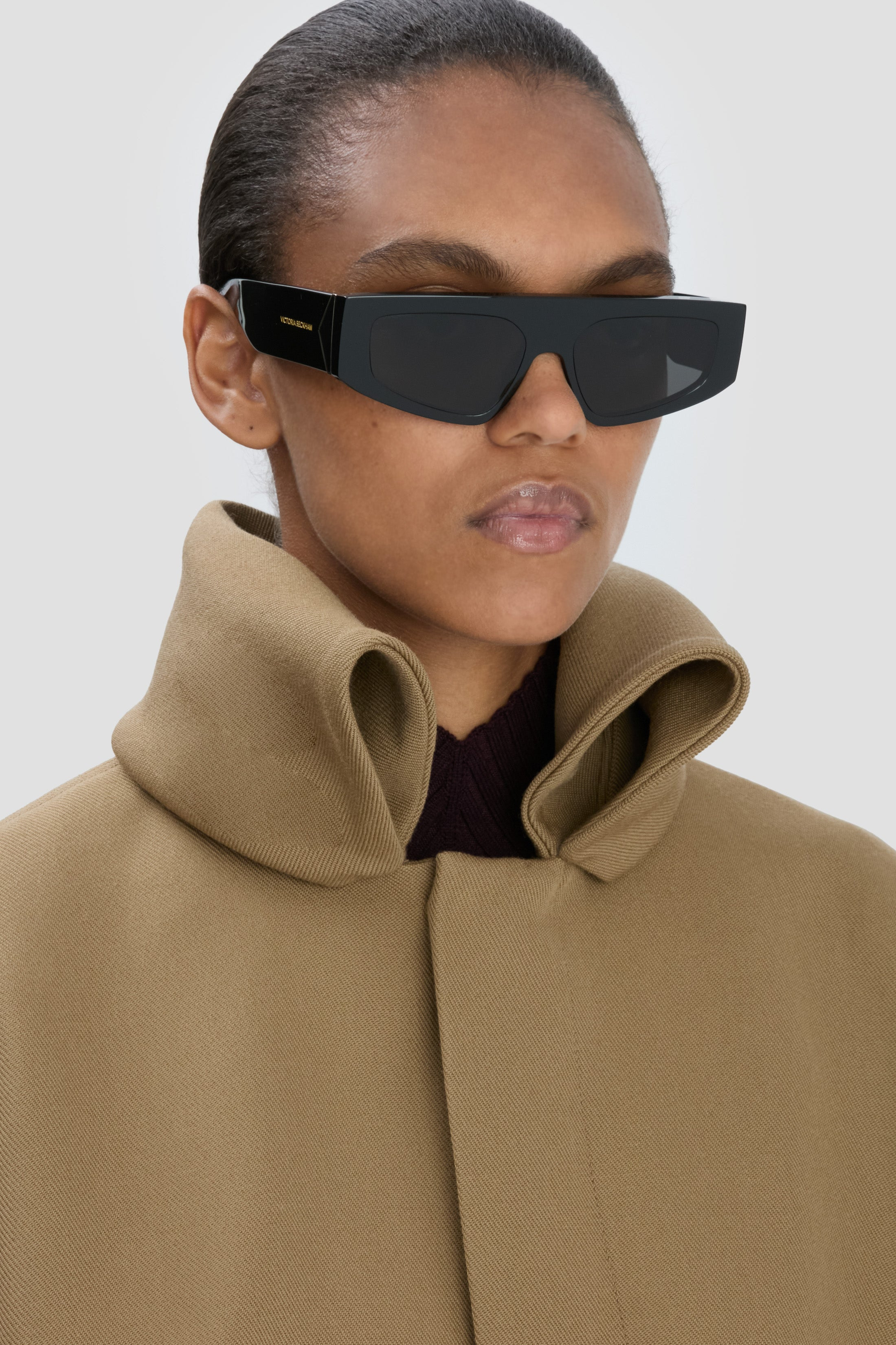 Acetate Visor Sunglasses in Black - 2