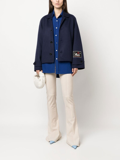 Marni logo-patch single-breasted coat outlook