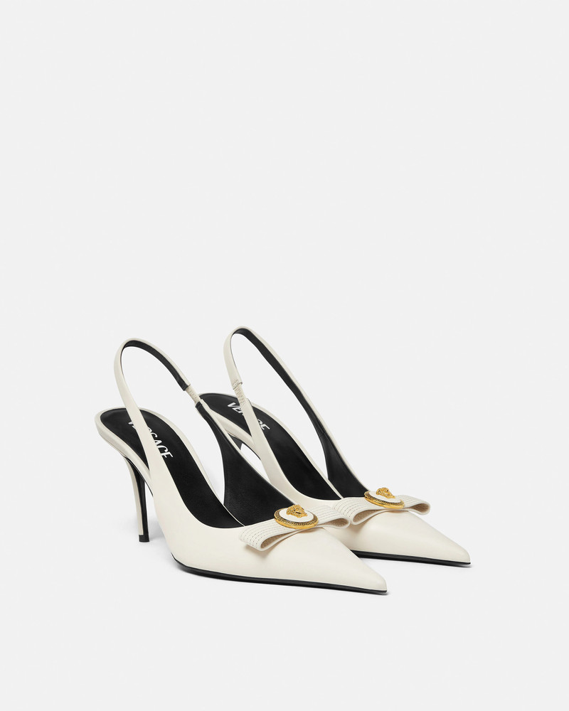 VERSACE Gianni Ribbon Leather Slingbacks 85 mm outlook