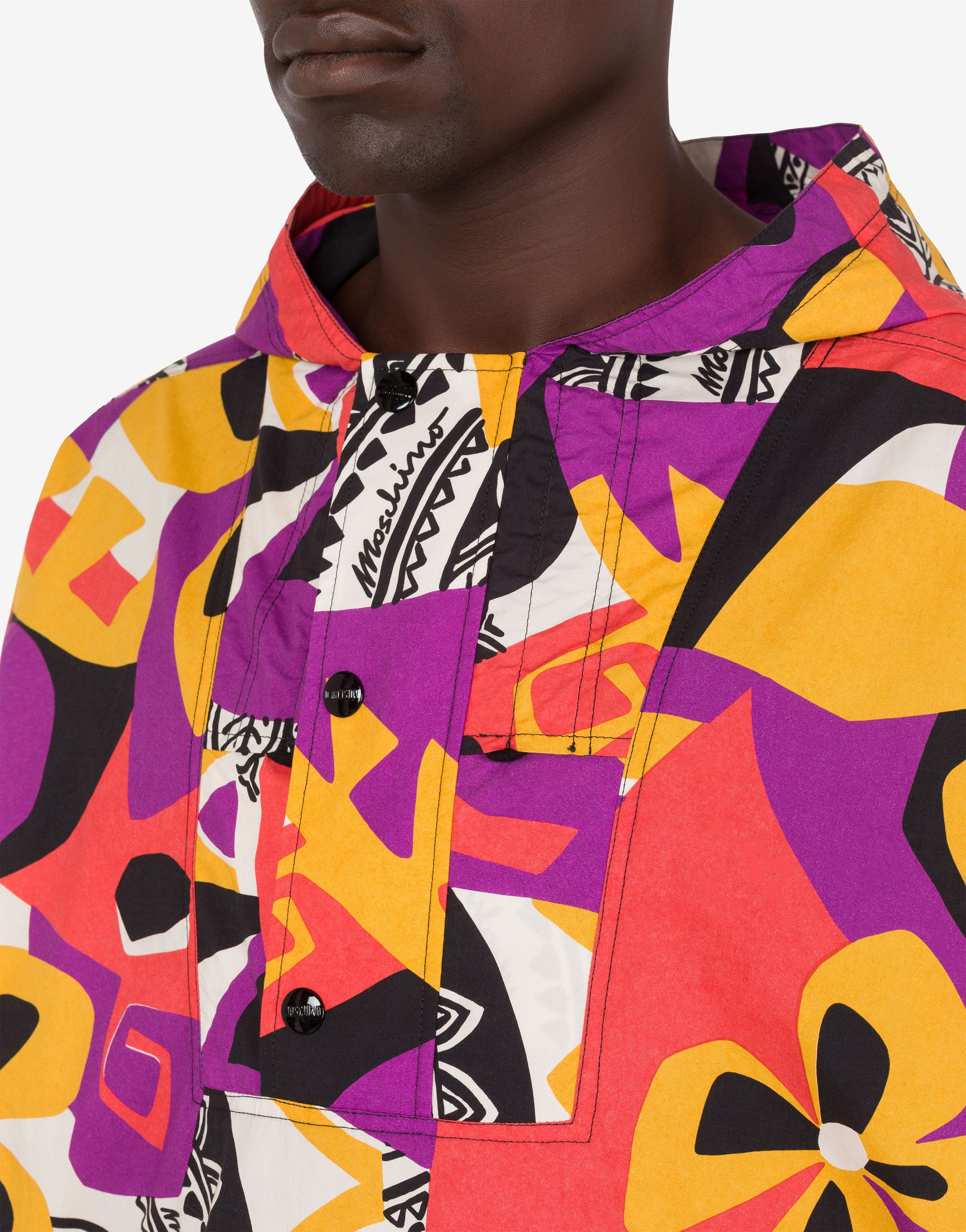 GEOMETRIC PRINT NYLON ANORAK - 4