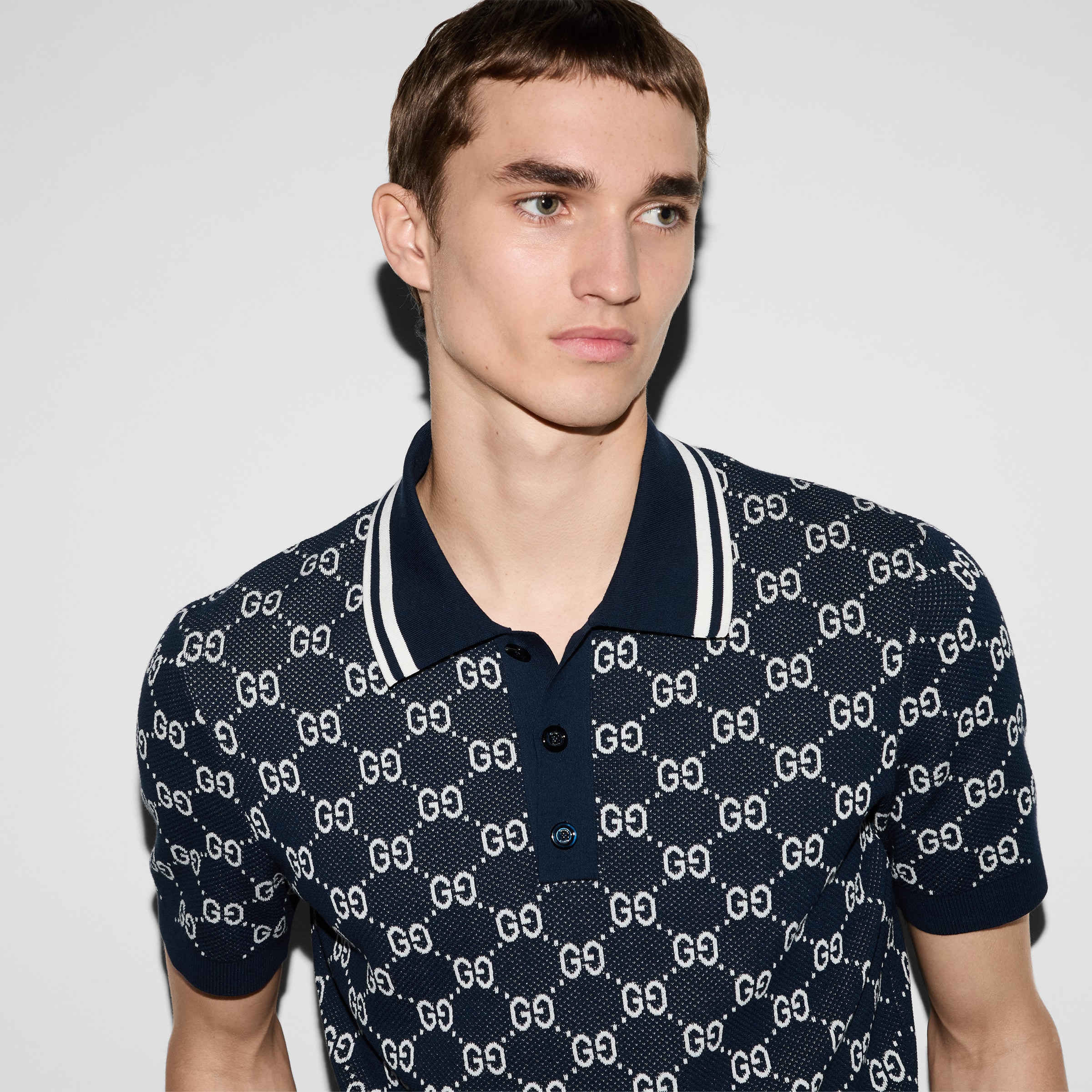 GG cotton knit jacquard polo shirt - 5