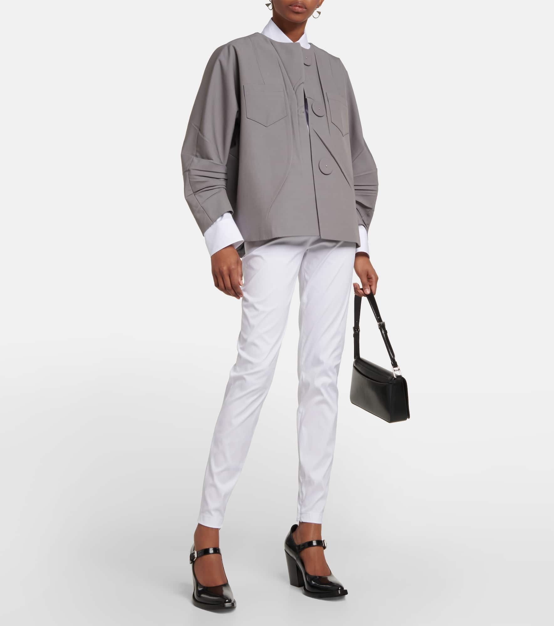 Slim cotton-blend pants - 2