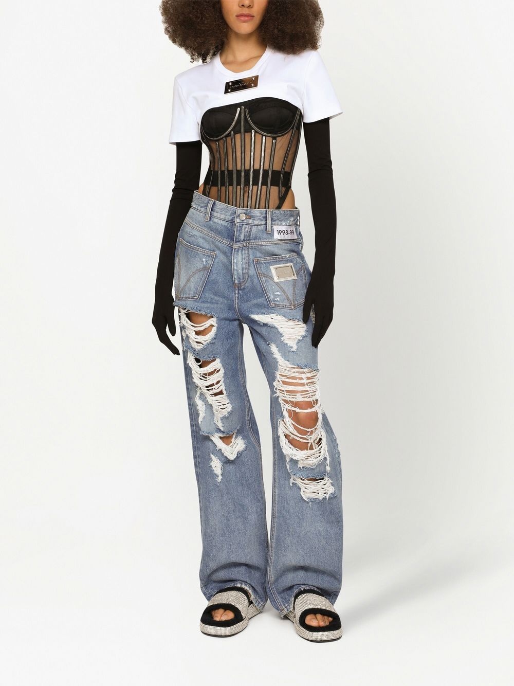 KIM DOLCE&GABBANA crystal-embellished bustier-style bodysuit - 3