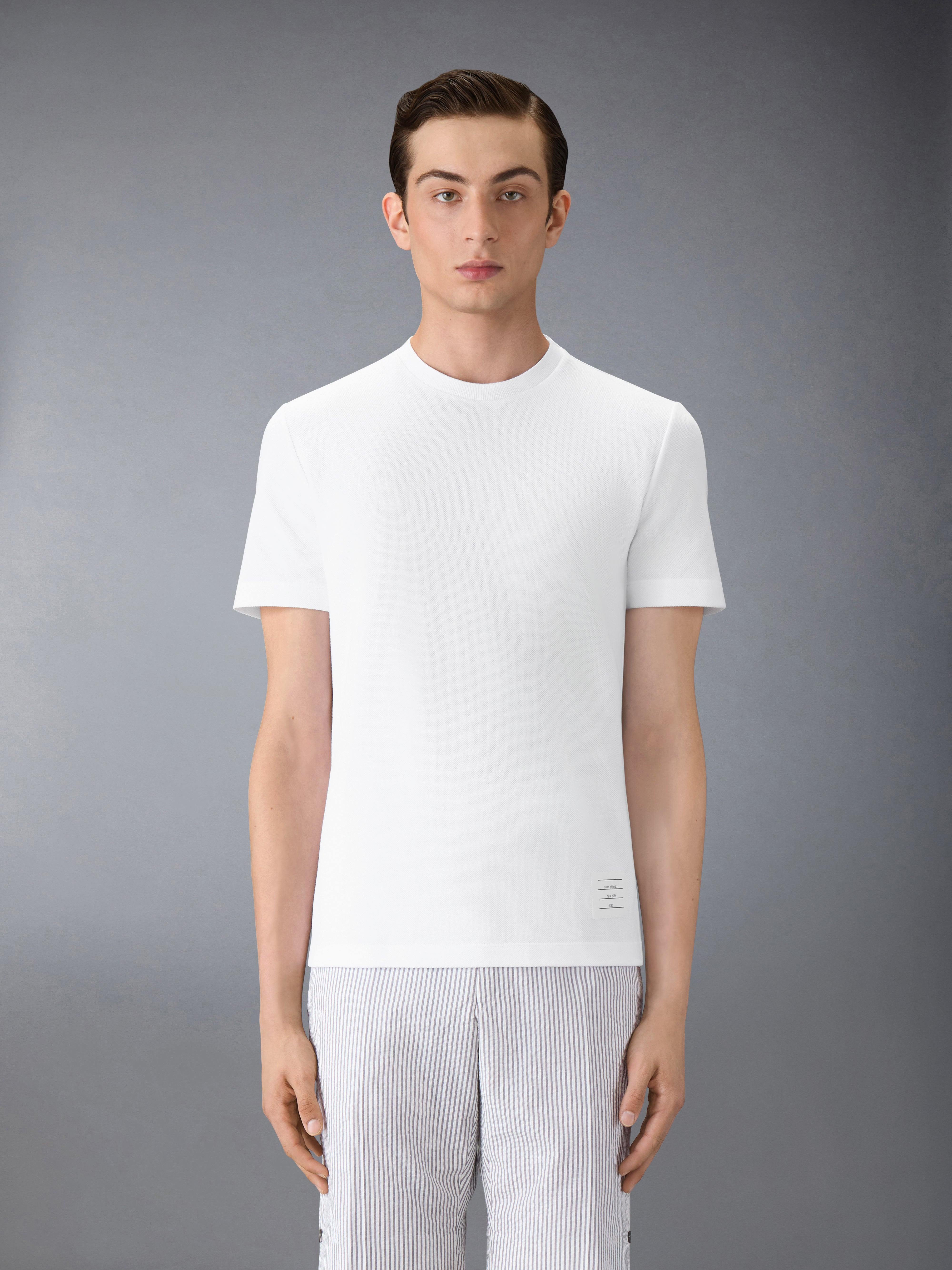 White Classic Pique Rib Side Insert 4-Bar T-shirt - 2