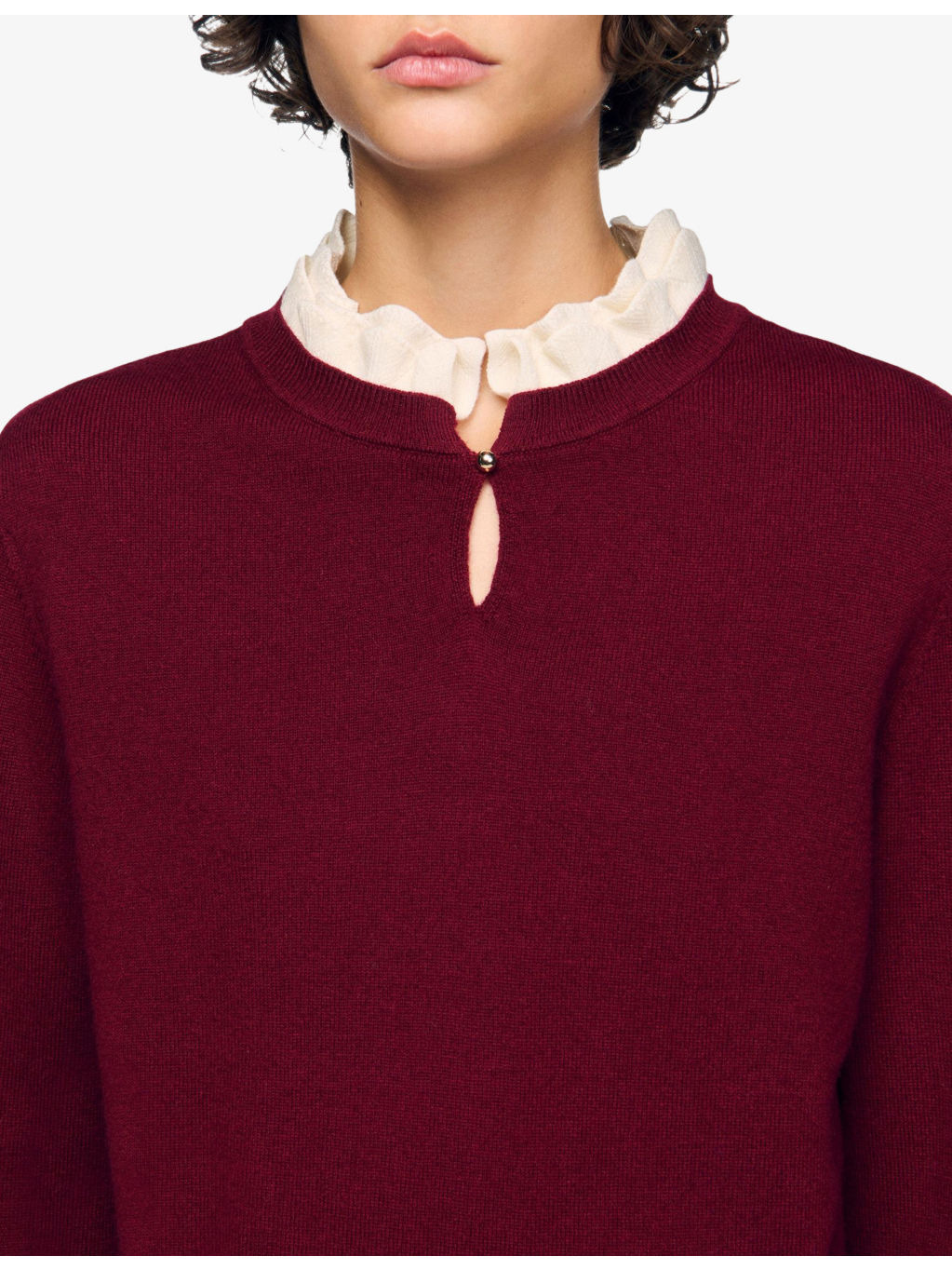 Ruffled-Neck Long-Sleeve Wool And Cashmere-Blend Jumper - 5