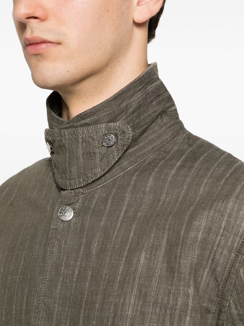 Labour stripe-pattern button-up jacket 5