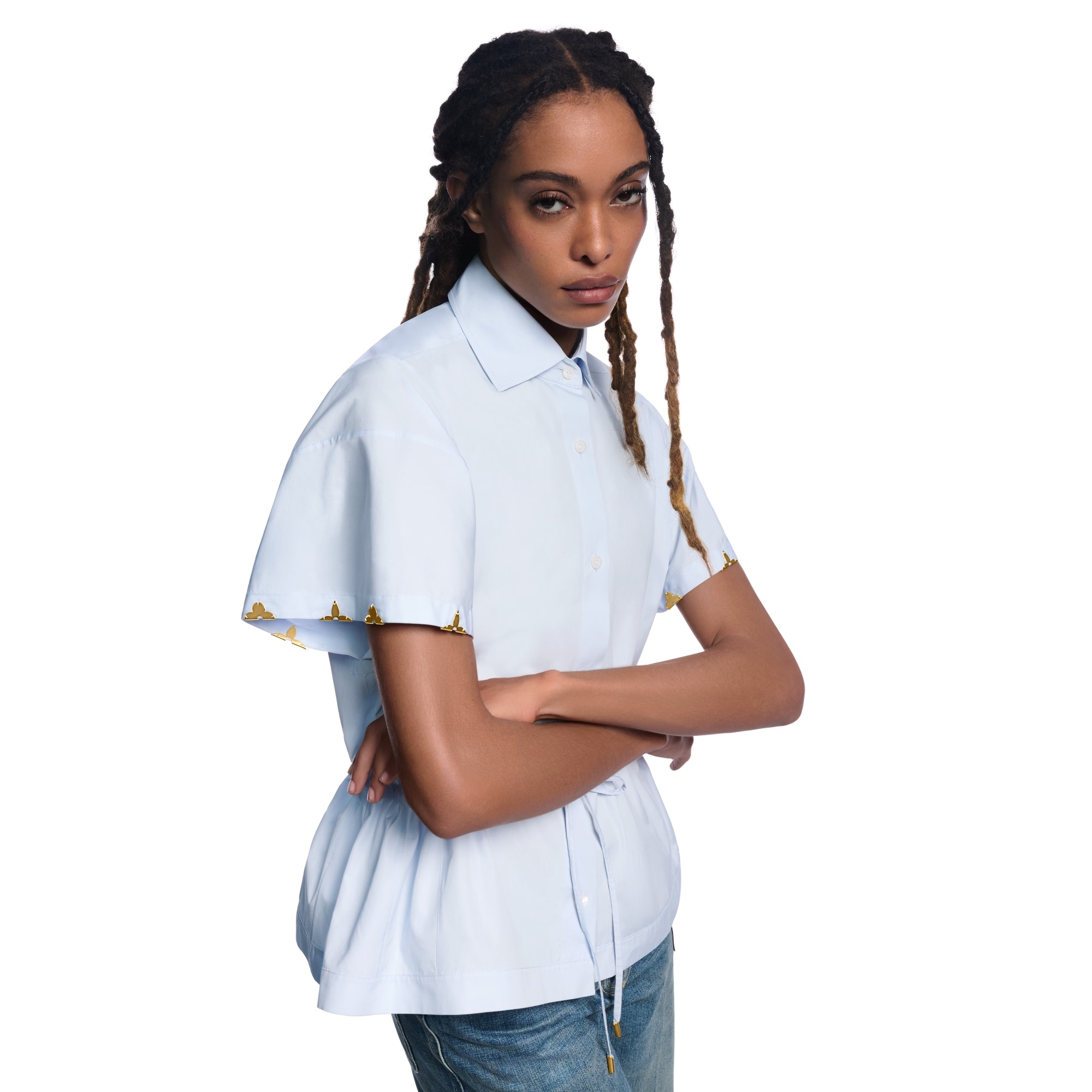 Drawstring Waist Cotton Poplin Shirt - 2