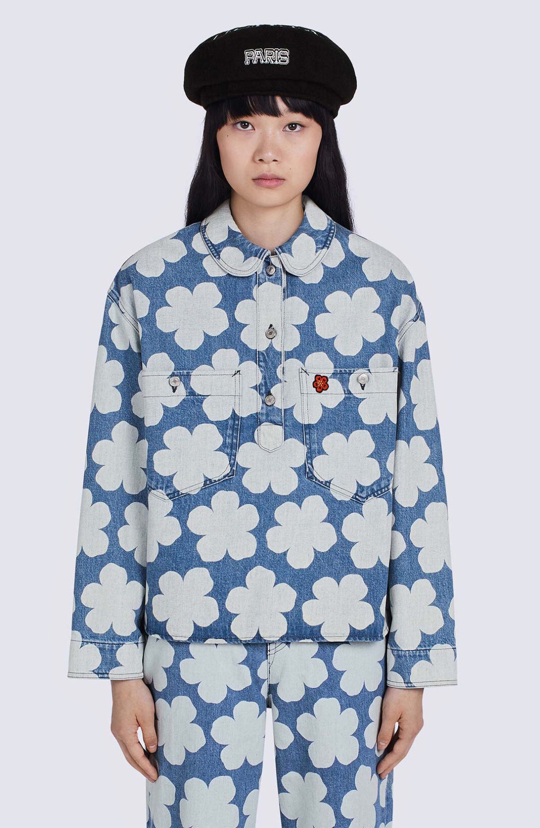 'Hana Dots' denim polo shirt - 5