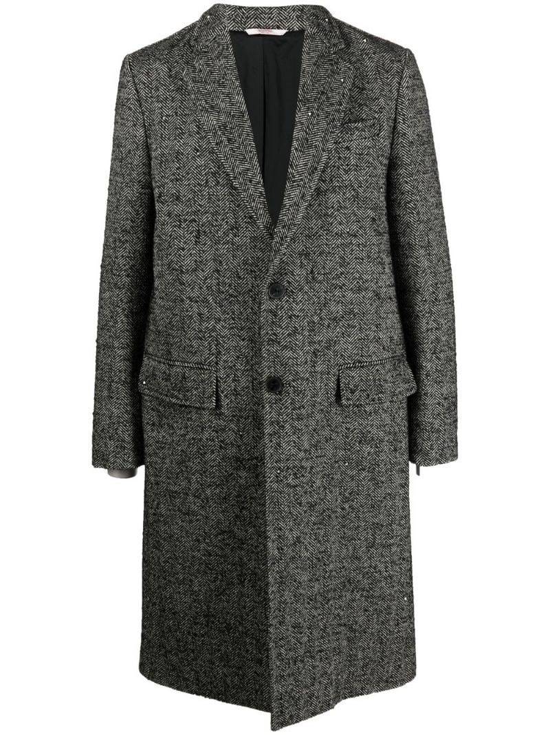 herringbone single-breasted coat 1