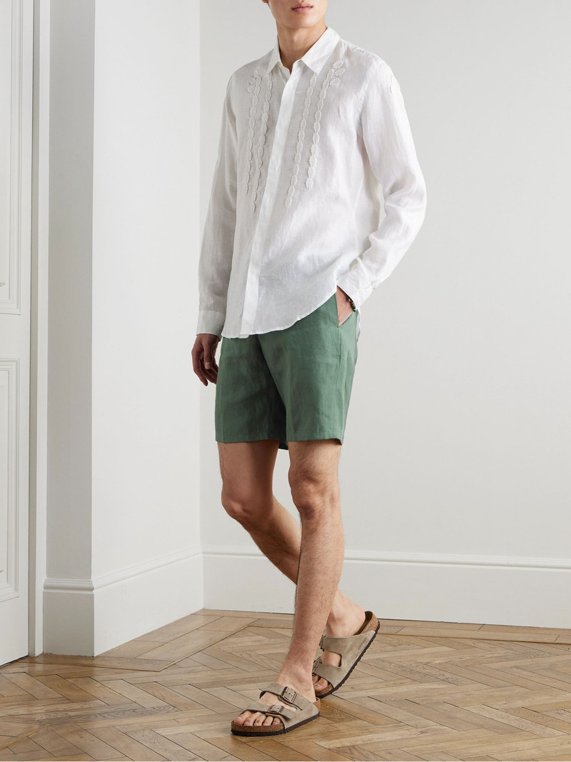 ORLEBAR BROWN Norwich Straight-Leg Linen Shorts Green outlook