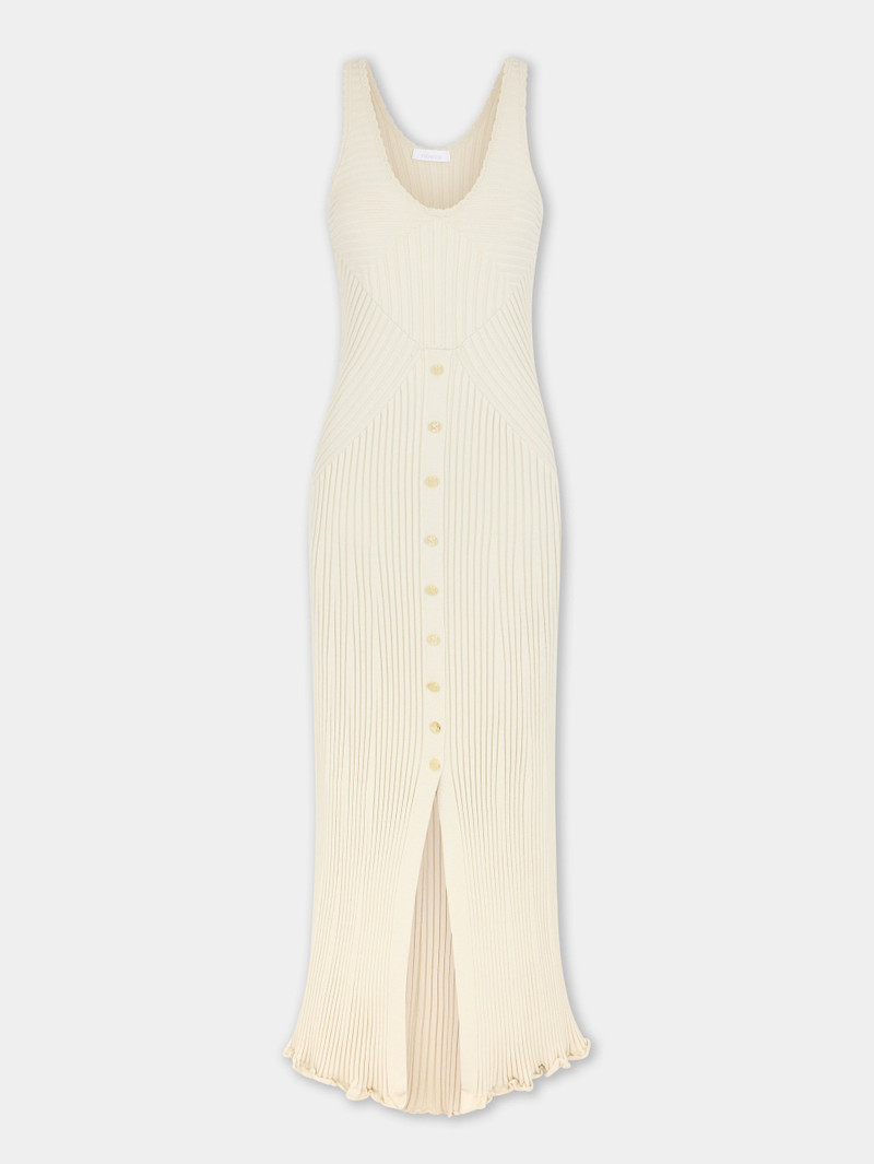 ECRU LONG DRESS IN VISCOSE KNIT - 1