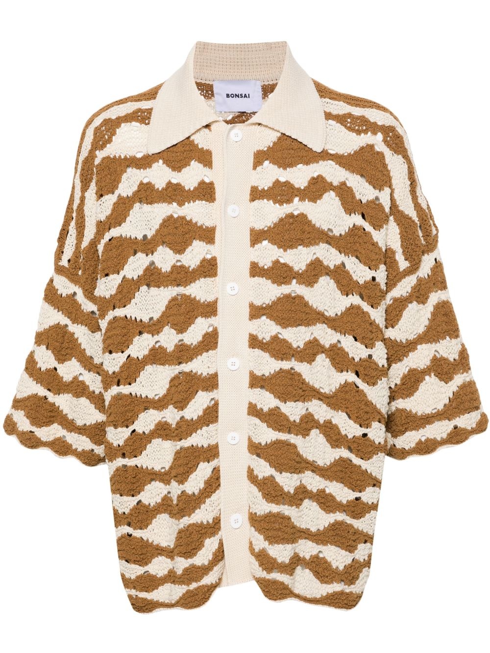 crochet-knit buttoned shirt - 1