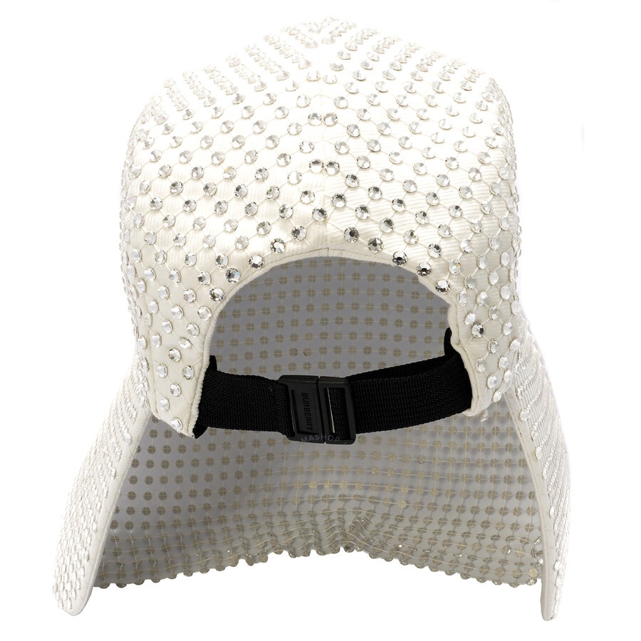 Open Box - Burberry Men's Optic White Crystal Mesh Bonnet Cap, Size Medium - 6