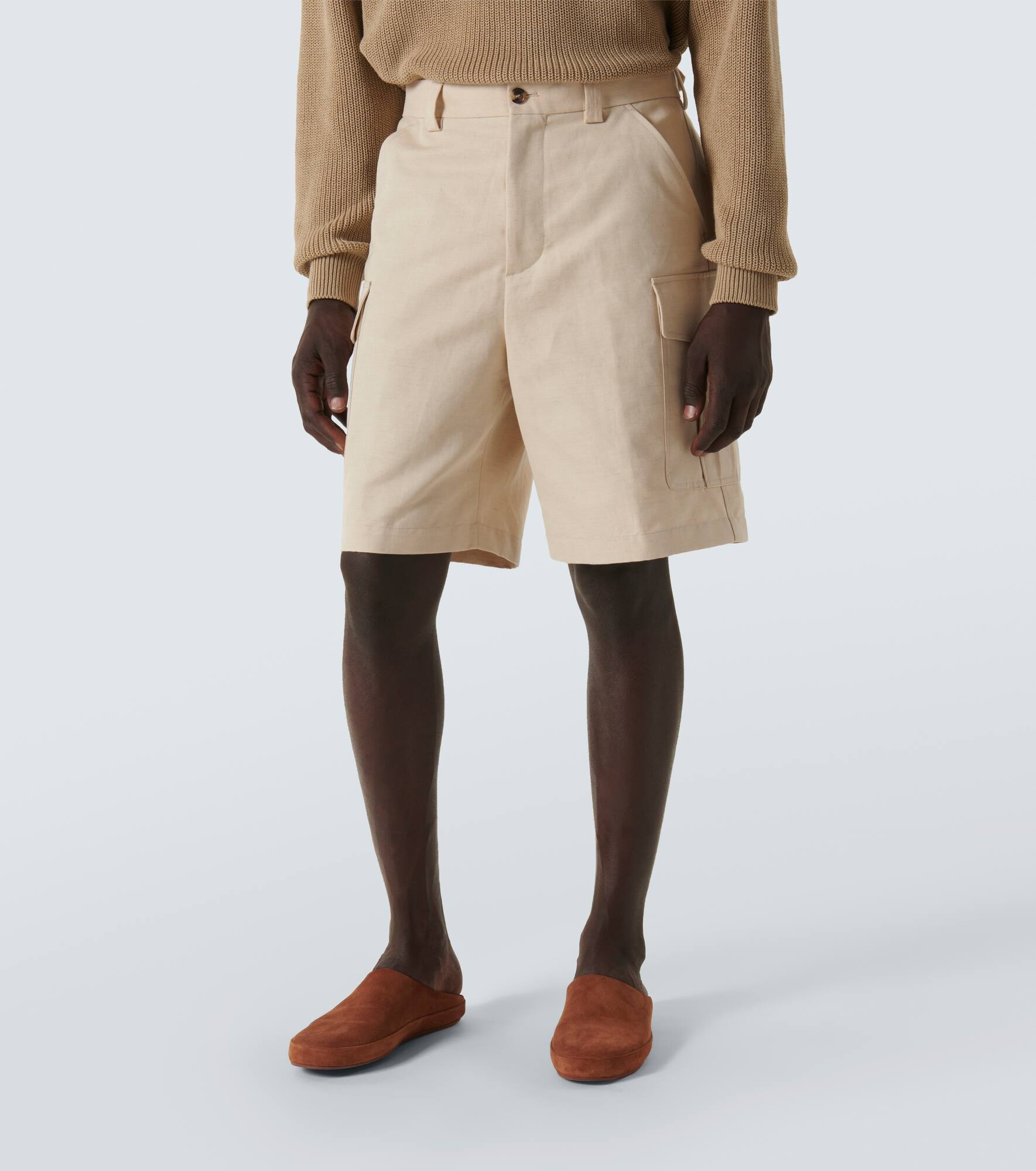 Bizen cotton and linen cargo shorts - 3