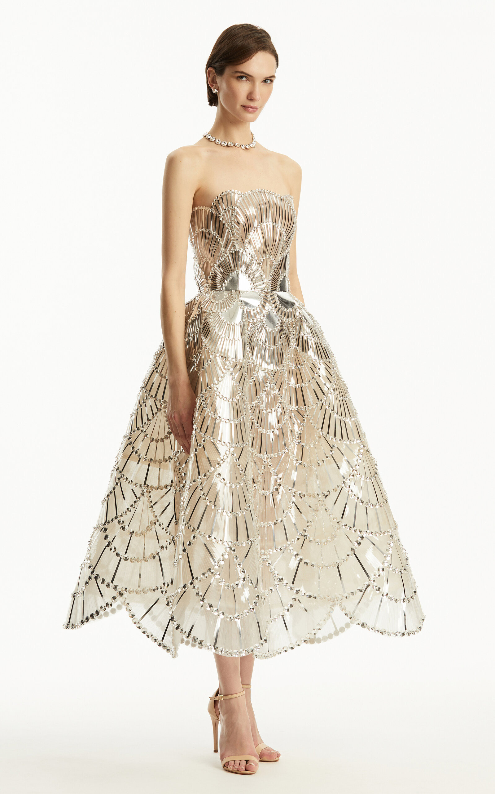Crystal-Embellished Tulle Gown silver - 3