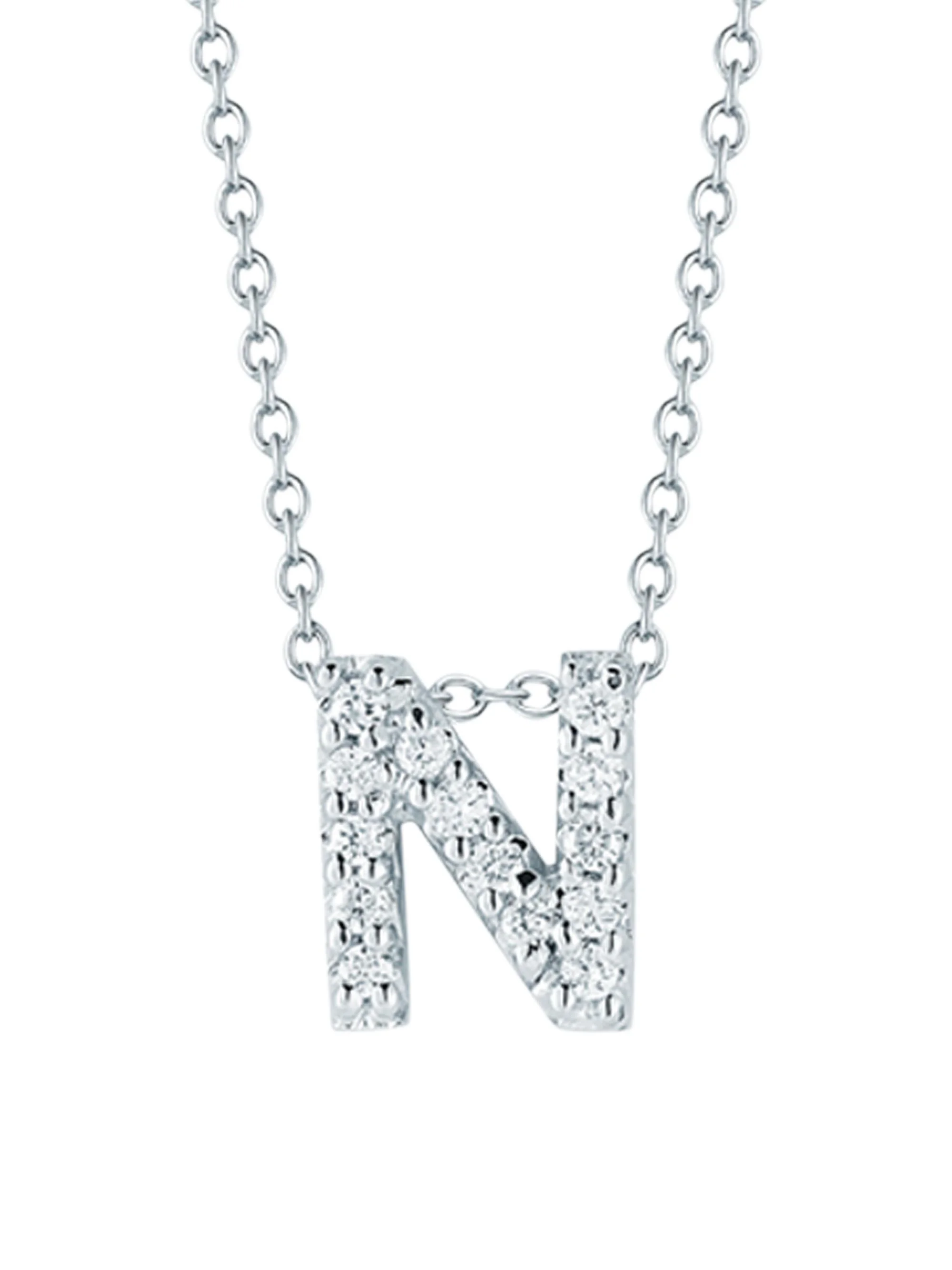 Women's Tiny Treasures 0.08 TCW Diamond & 18K White Gold Initial Necklace - Initial N - 1