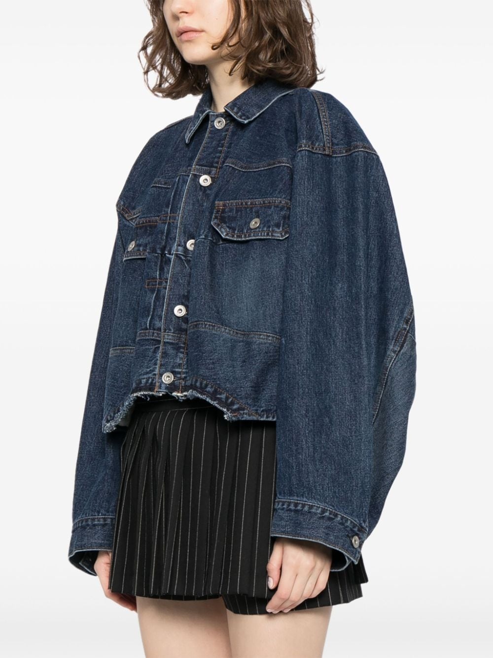 raw-cut hem denim jacket - 3