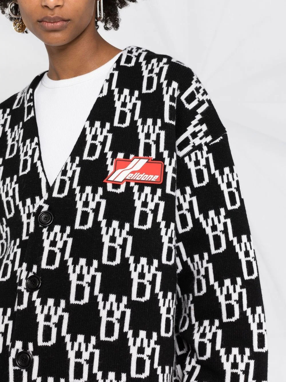 intarsia-knit logo cardigan - 8