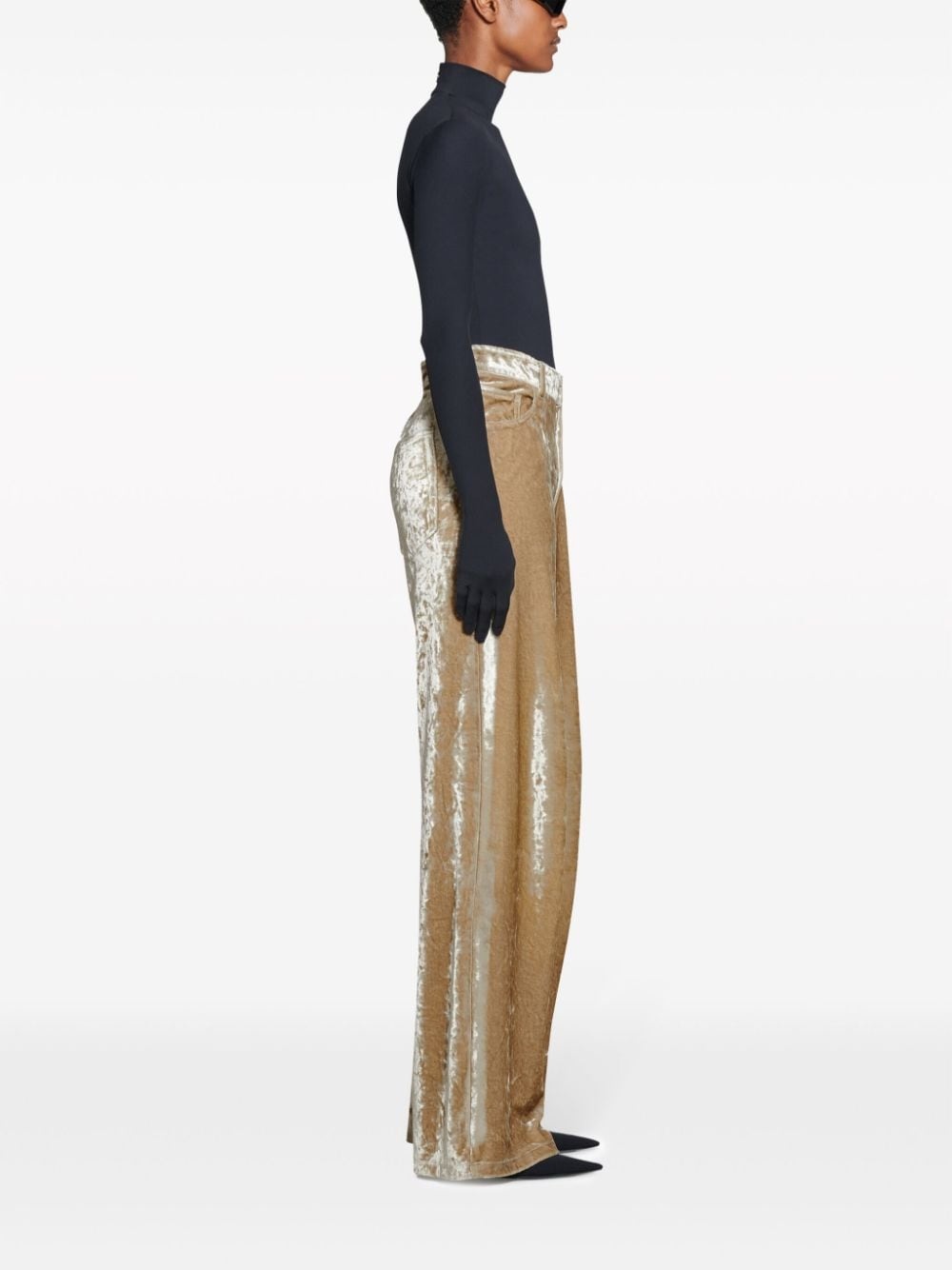 velvet wide-leg trousers - 3