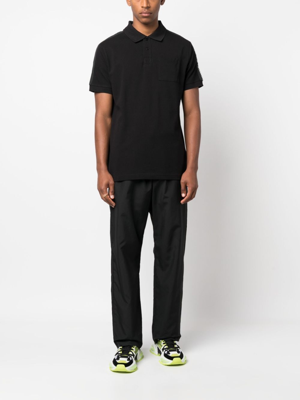 logo-tape cotton polo shirt - 2