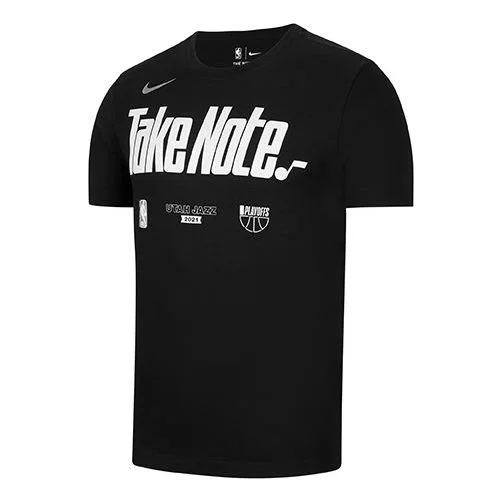 Nike NBA Utah Jazz Logo Alphabet Printing Width Loose Short Sleeve Men's Black DR5024-010 - 1