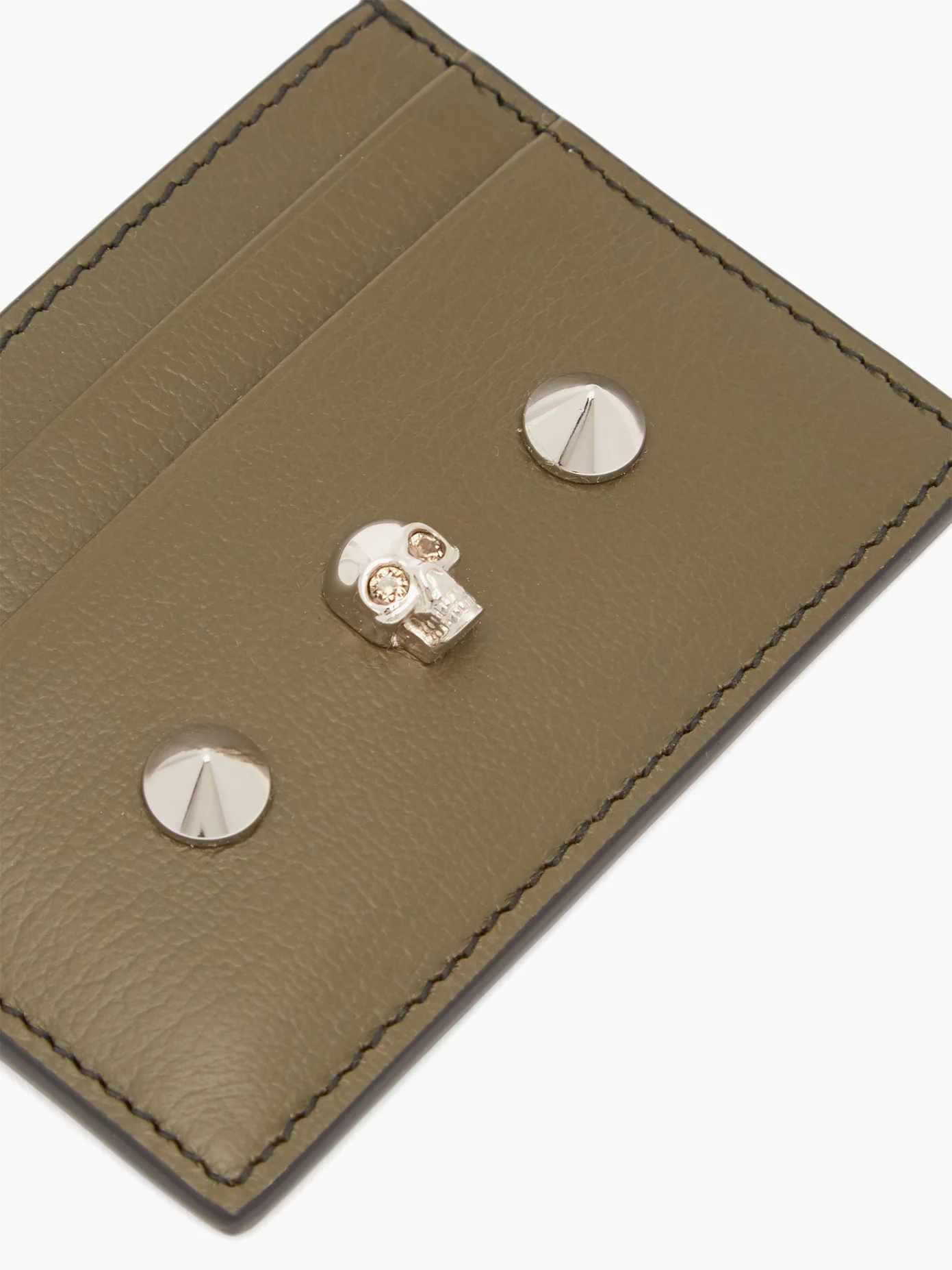 Skull-embellished leather cardholder - 5