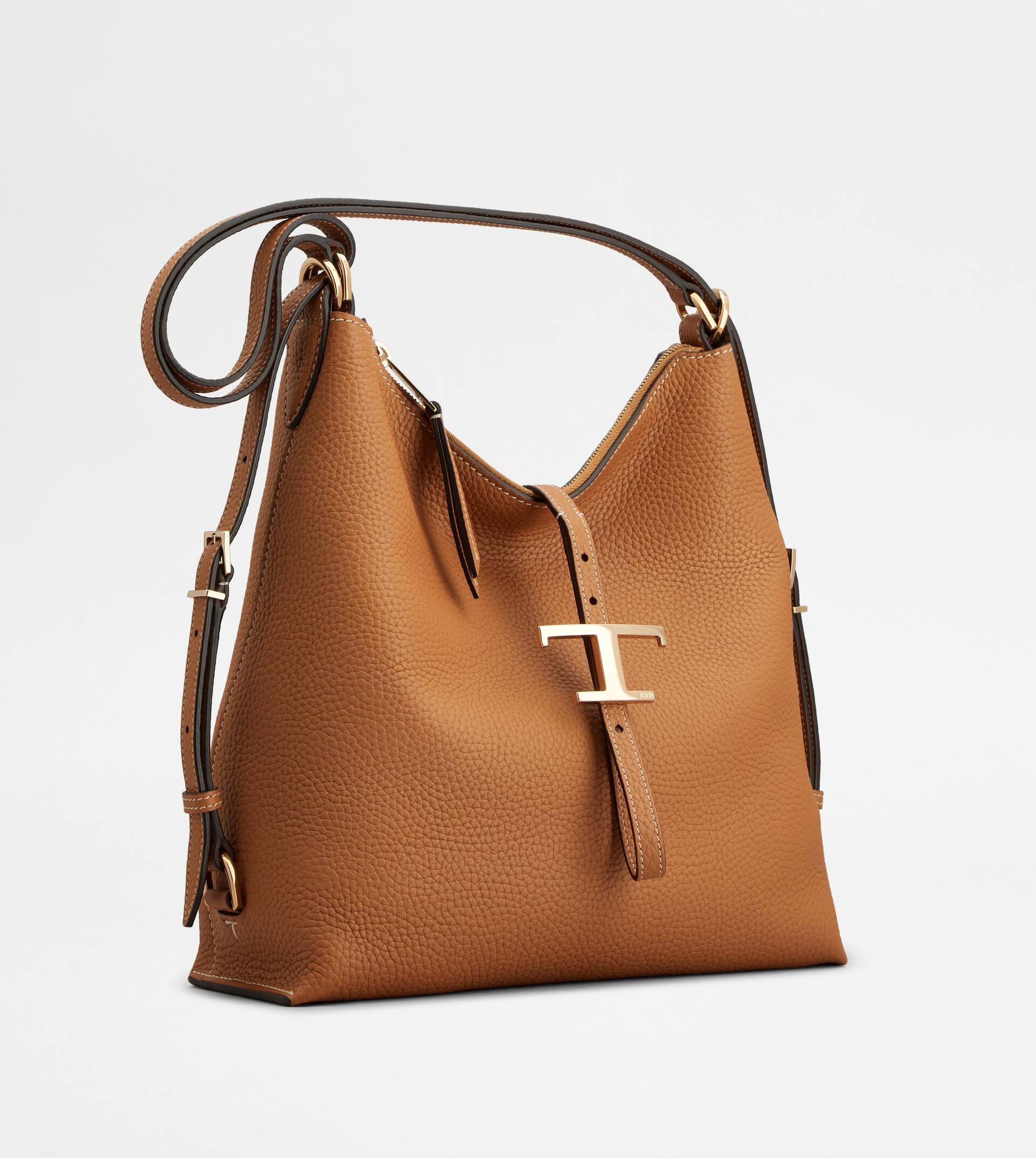 T TIMELESS SHOULDER BAG IN LEATHER SMALL - BROWN - 2