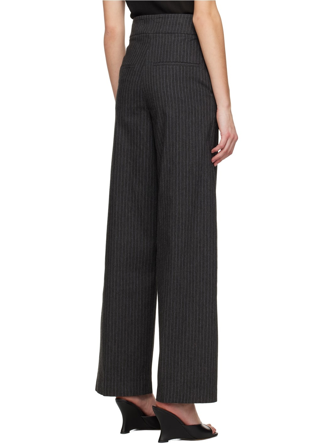 Gray Curved Stitched Trousers - 3