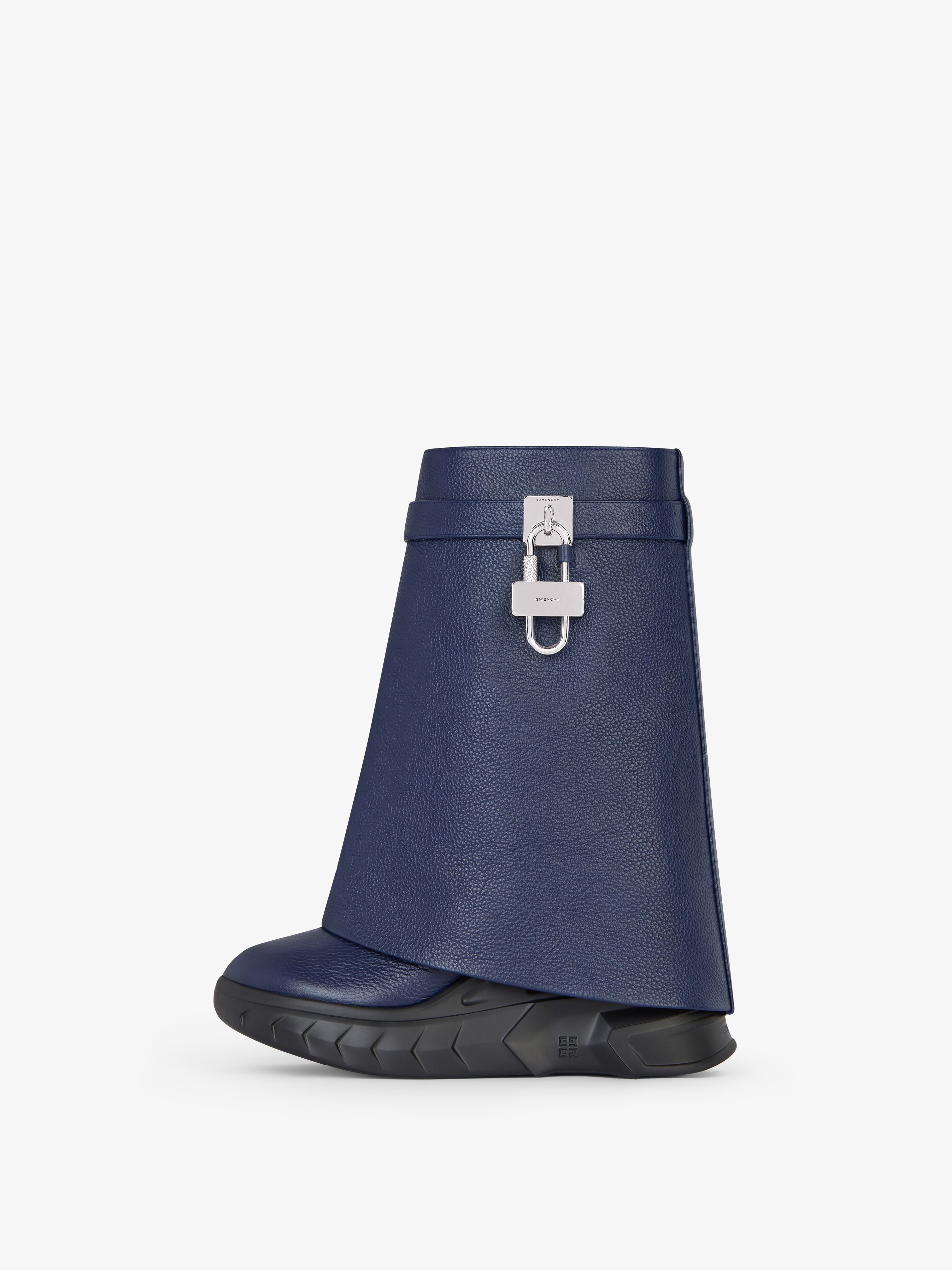 SHARK LOCK BIKER ANKLE BOOTS IN GRAINED LEATHER - 5