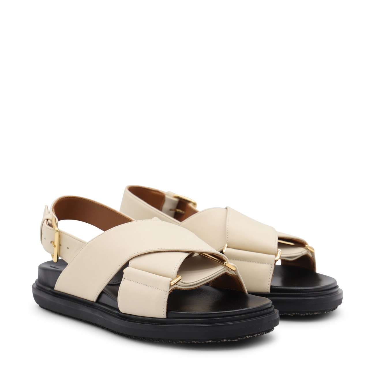 silk white leather fussbett sandals - 2