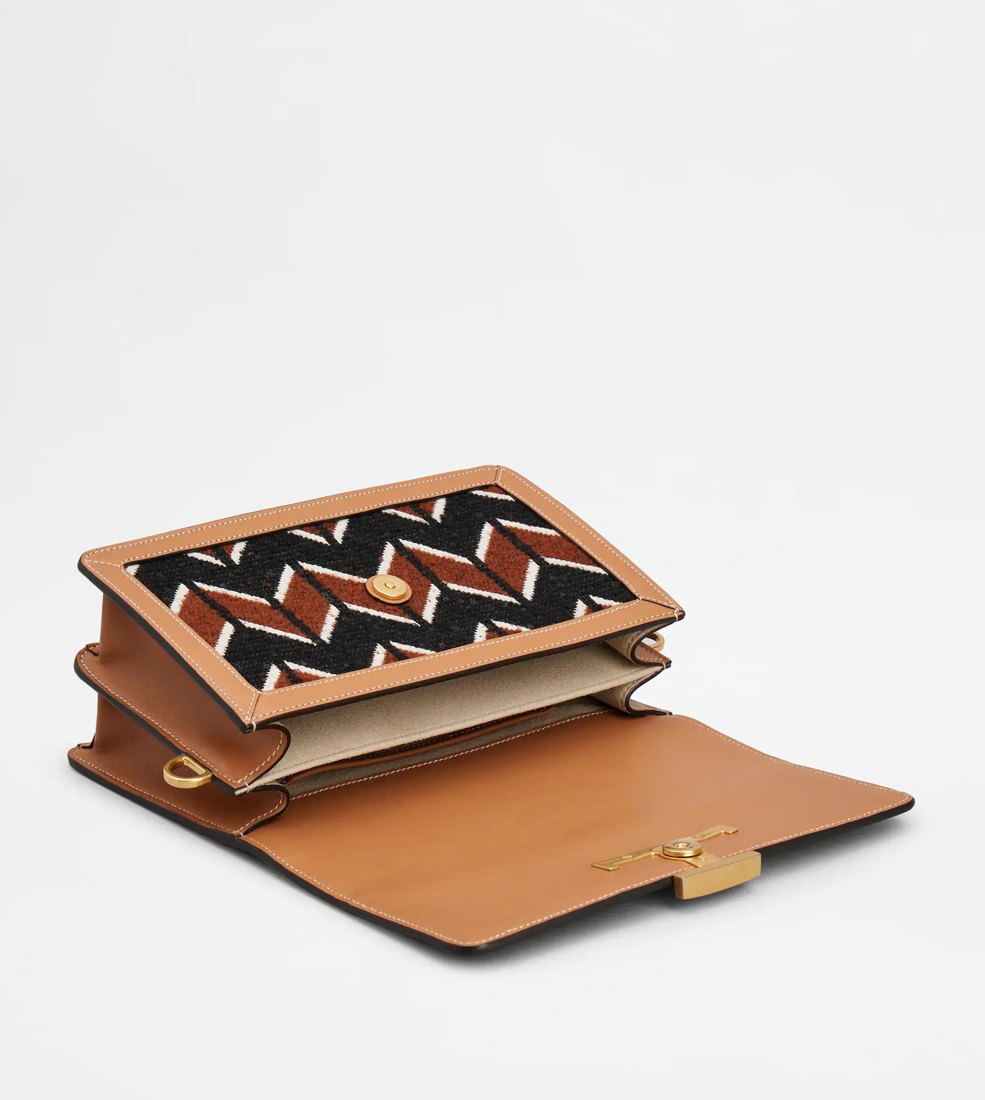 TIMELESS SHOULDER BAG IN BOUCLÉ FABRIC AND LEATHER MINI - BROWN, BLACK, BURGUNDY - 4