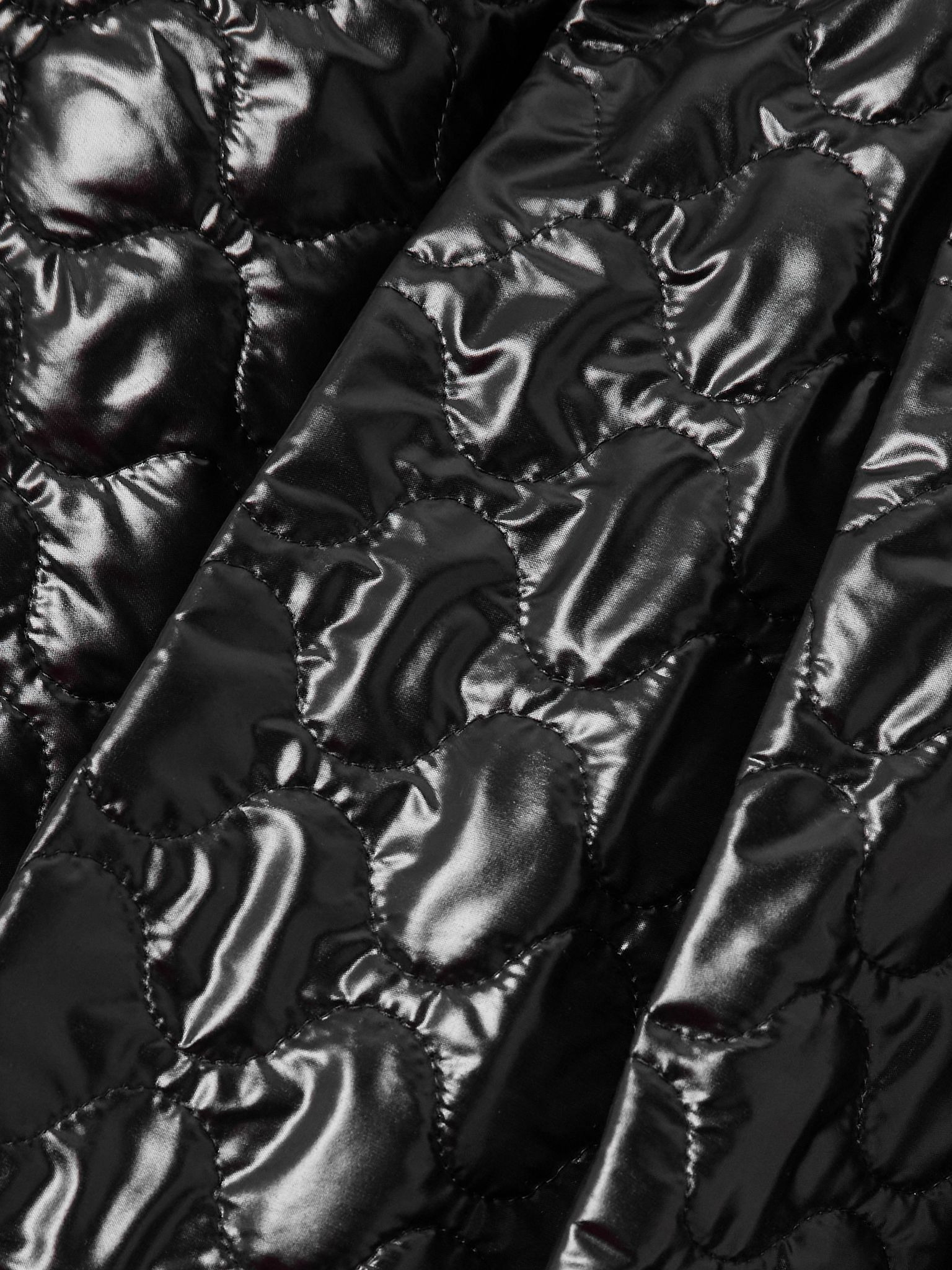 Appliquéd pleated quilted padded shell skirt Black - 5