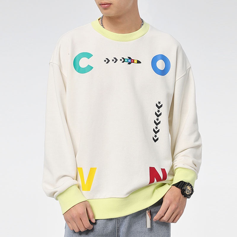 Converse Sports Contrast Letter Print Crew Neck Sweatshirt 'White' 10022414-A02 - 3