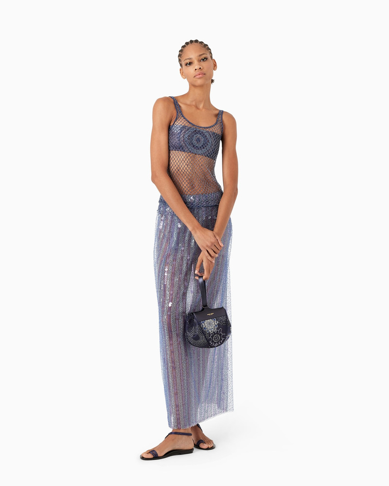 GIORGIO ARMANI Long skirt with all-over embroidery outlook