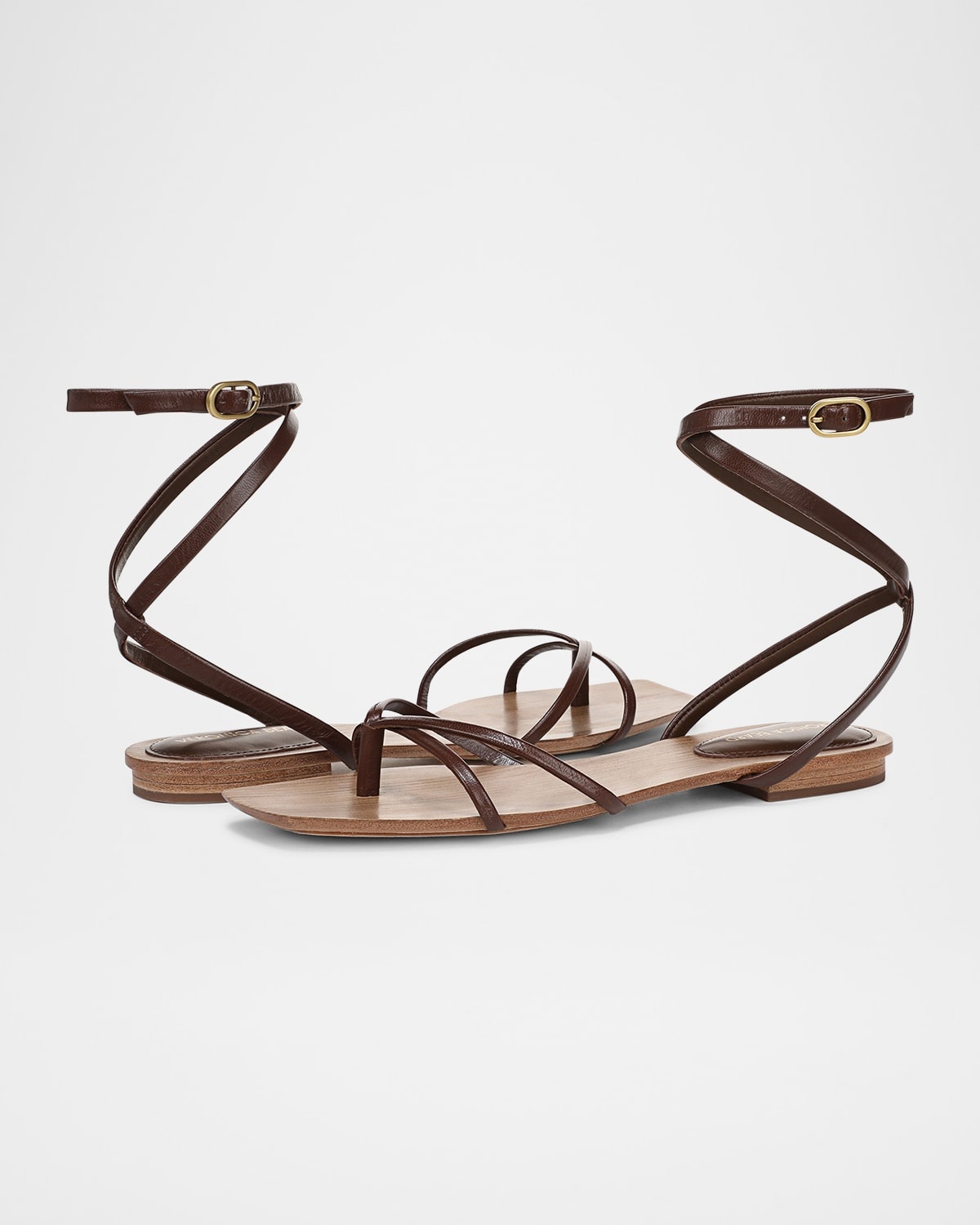 Allegra Leather Flat Ankle-Strap Sandals - 7