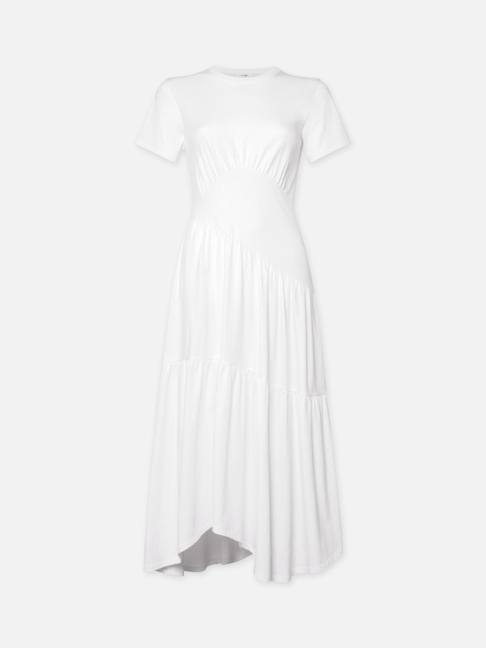 Gathered Seam Short Sleeve Dress in White - 1