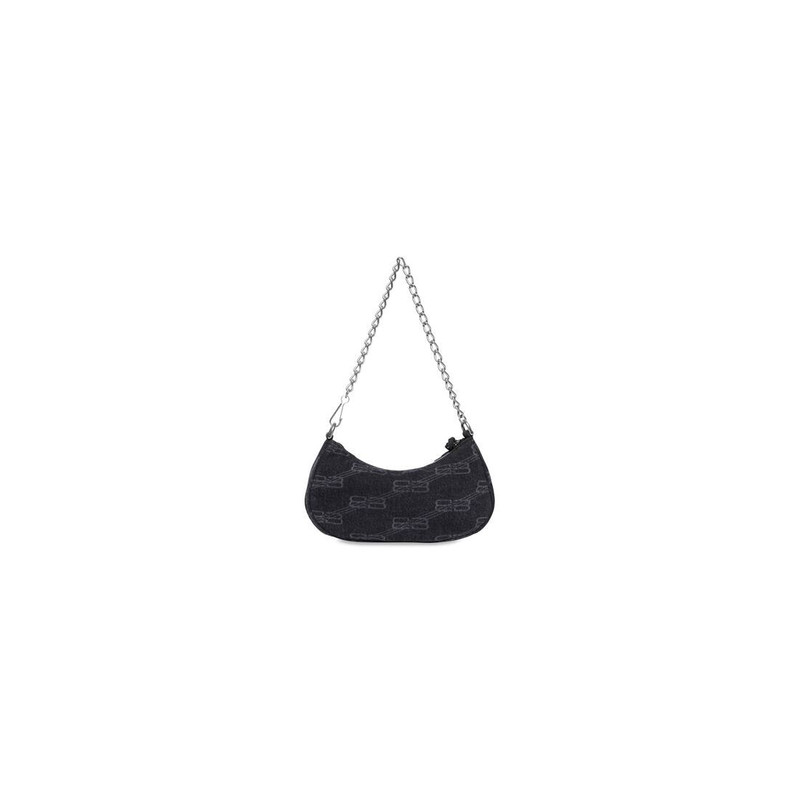 Women's Le Cagole Mini Bag With Chain Bb Monogram Denim in Black 4