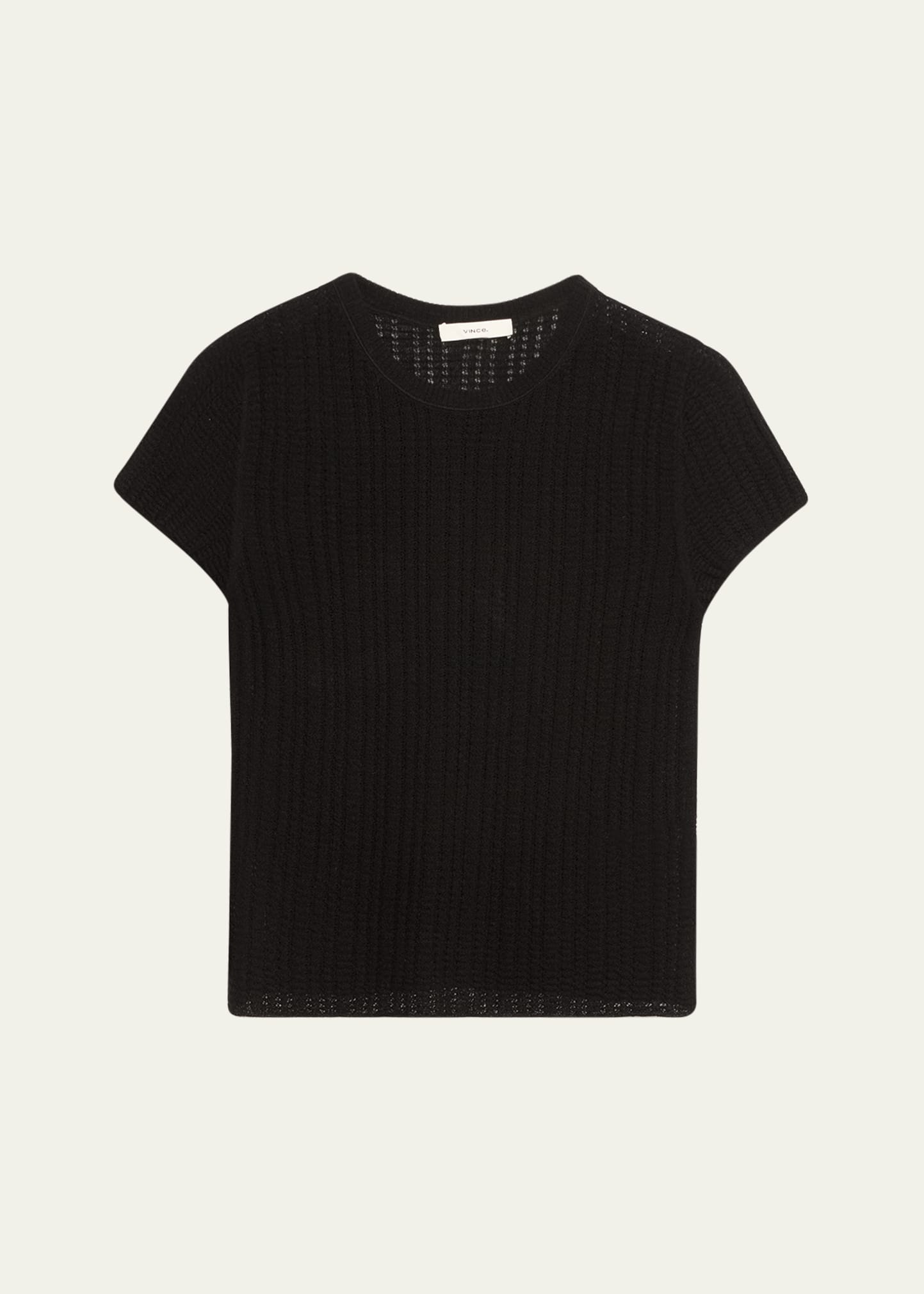 Crewneck Waffle-Knit Top - 1