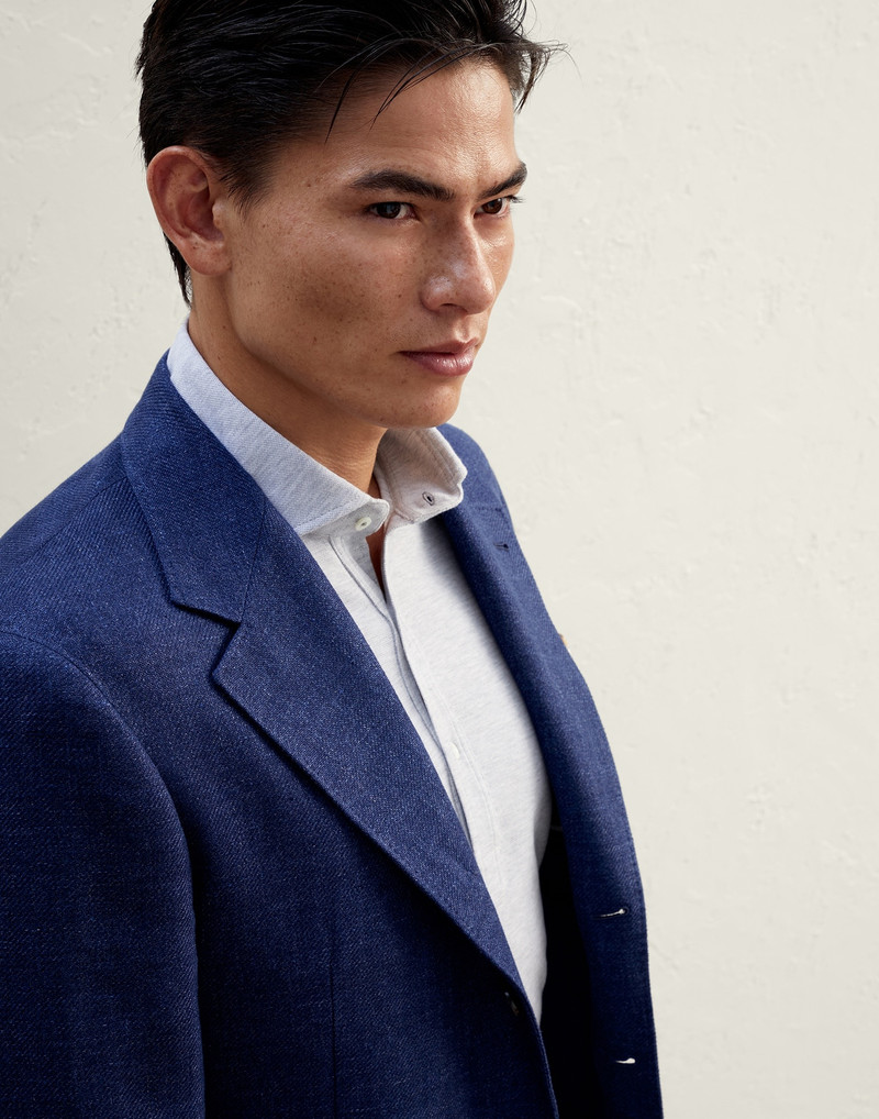 Linen, wool and silk diagonal deconstructed Cavallo blazer 3